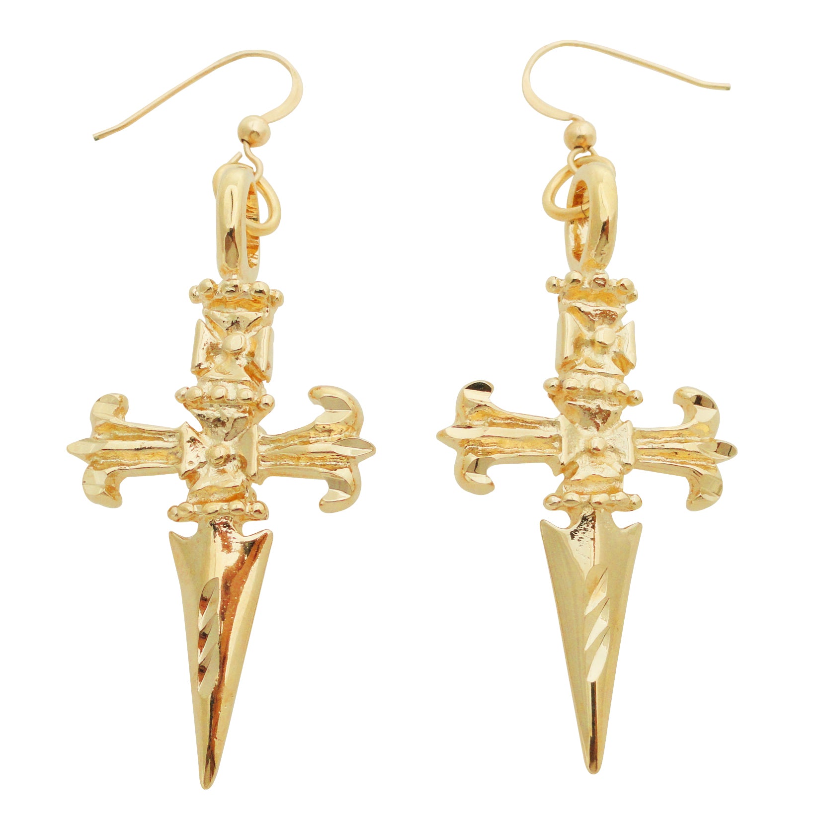 24kt gold plated dagger earrings by Jenny Dayco