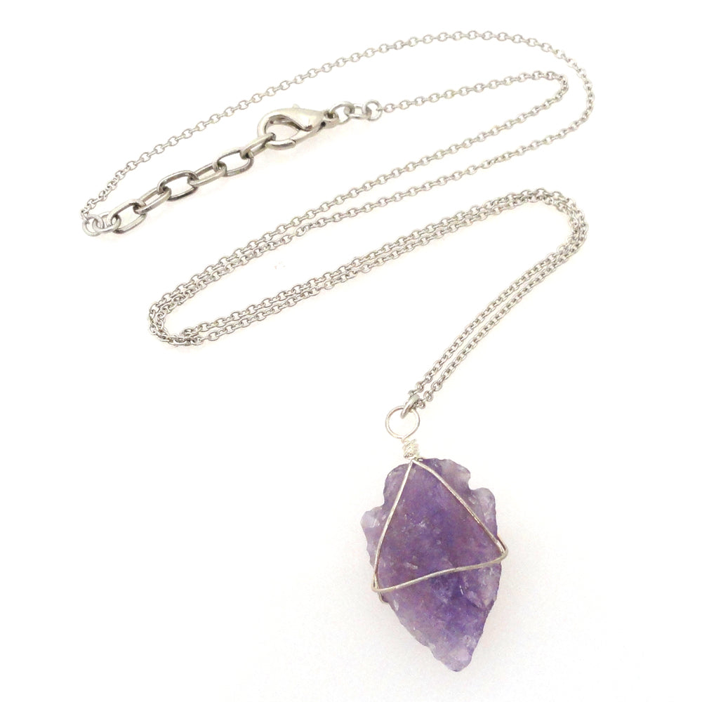 Amethyst arrowhead necklace by Jenny Dayco full view