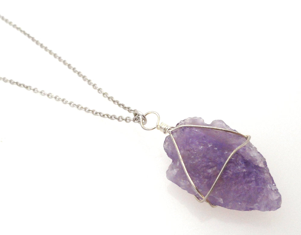 Amethyst arrowhead necklace by Jenny Dayco side view