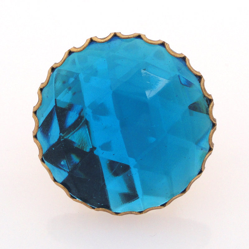Aqua glass faceted ring by Jenny Dayco top view