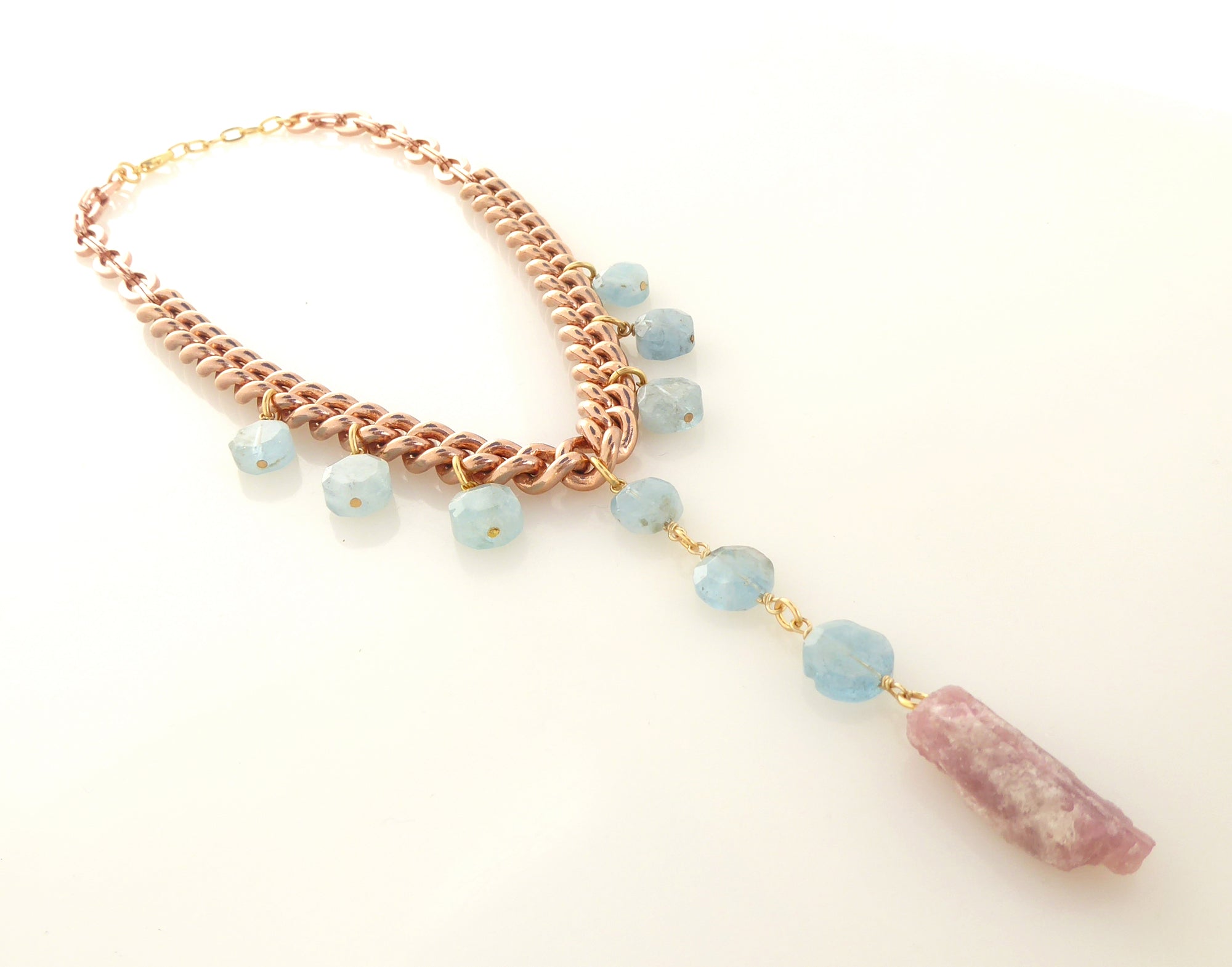 Bahari aquamarine pink tourmaline necklace by Jenny Dayco 2