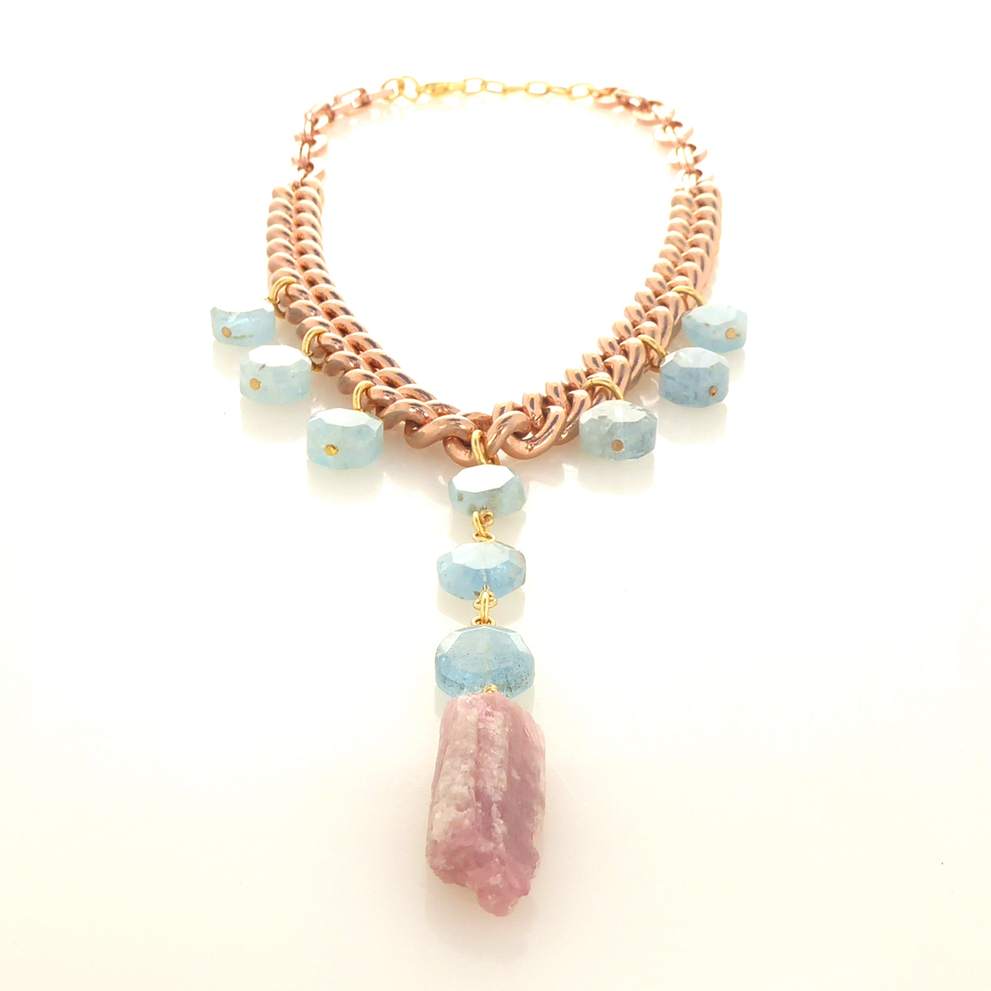 Bahari aquamarine pink tourmaline necklace by Jenny Dayco 3