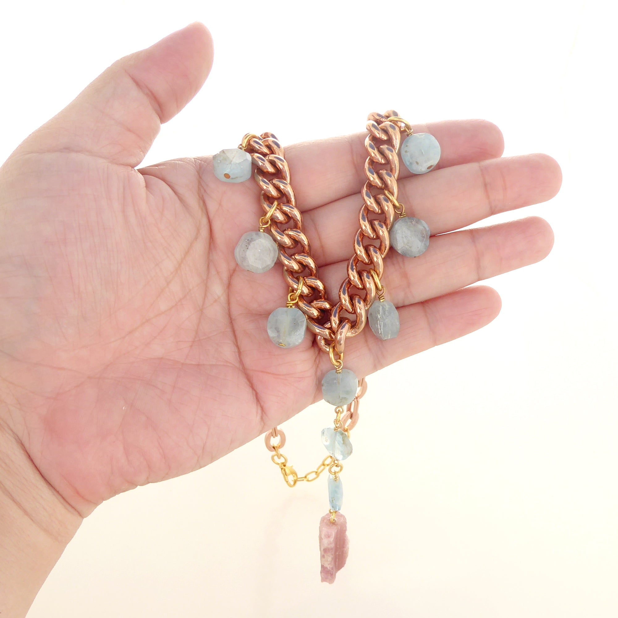 Bahari aquamarine pink tourmaline necklace by Jenny Dayco 7