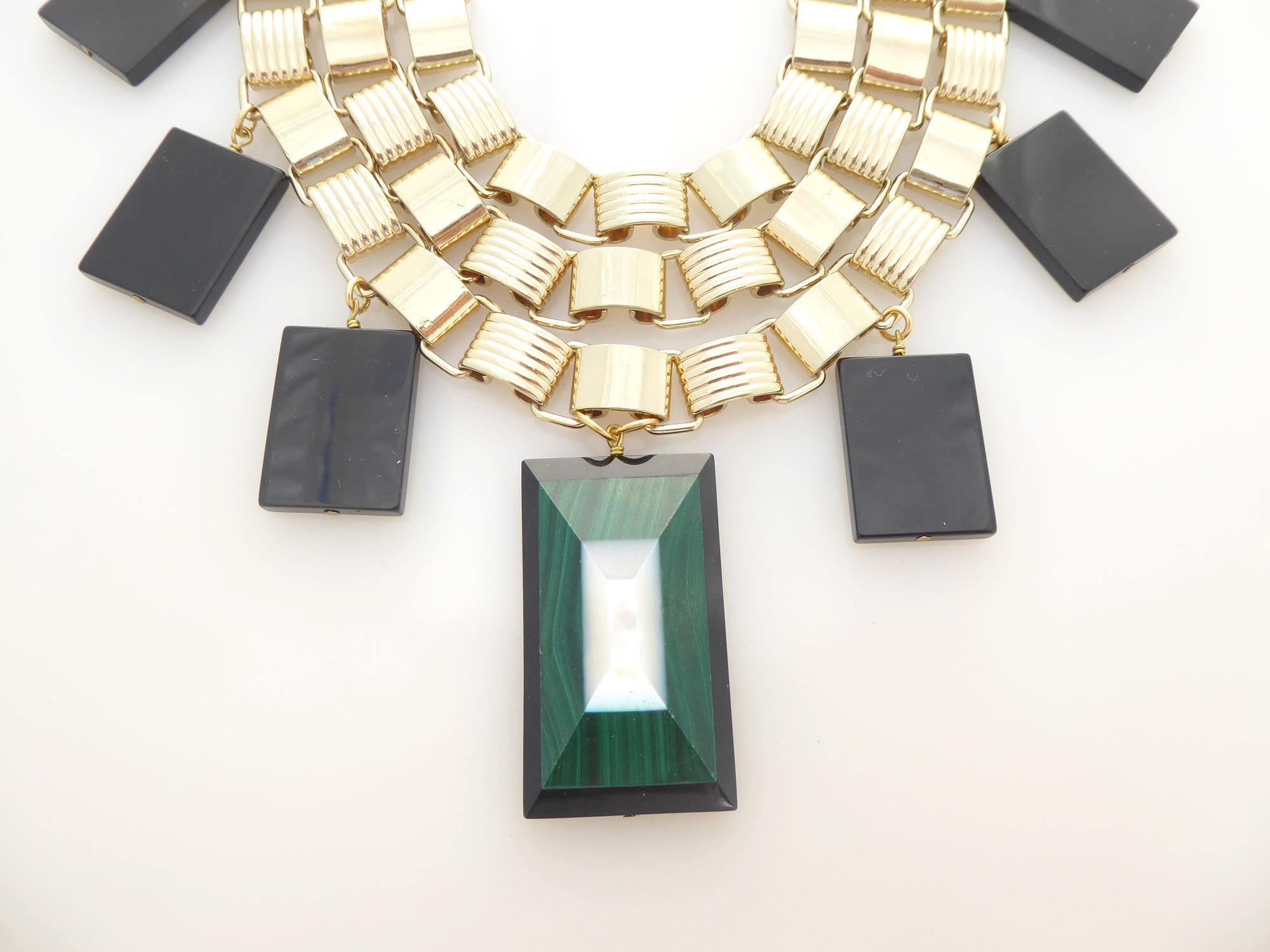 Black onyx and malachite necklace