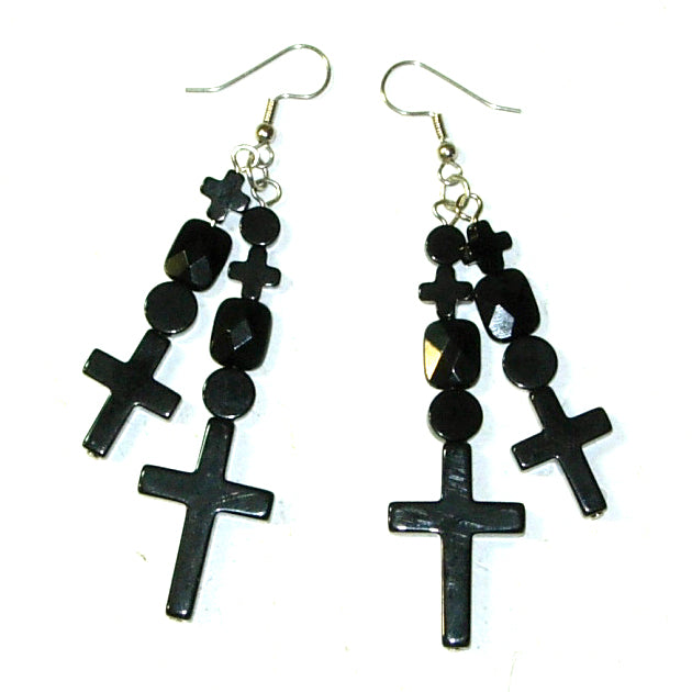 Black onyx cross earrings by Jenny Dayco