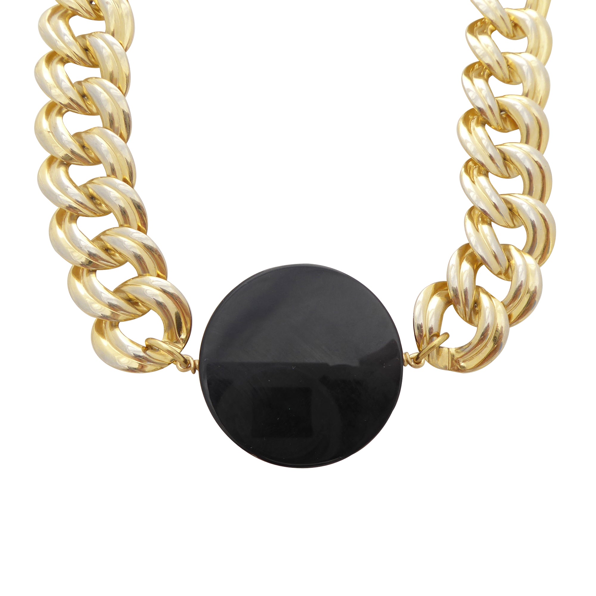 Black onyx circle necklace
