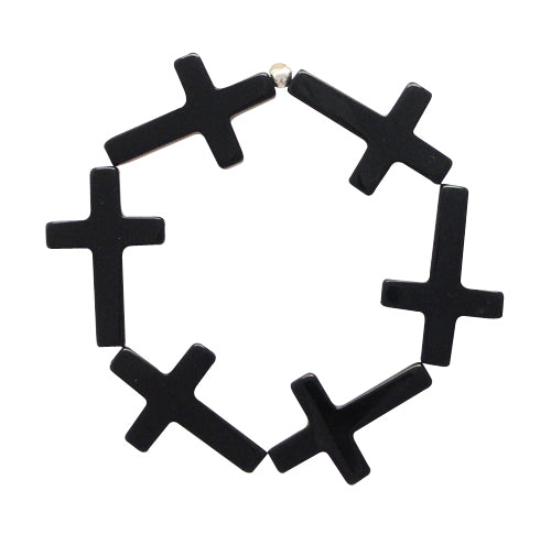 Black onyx cross bracelet by Jenny Dayco 