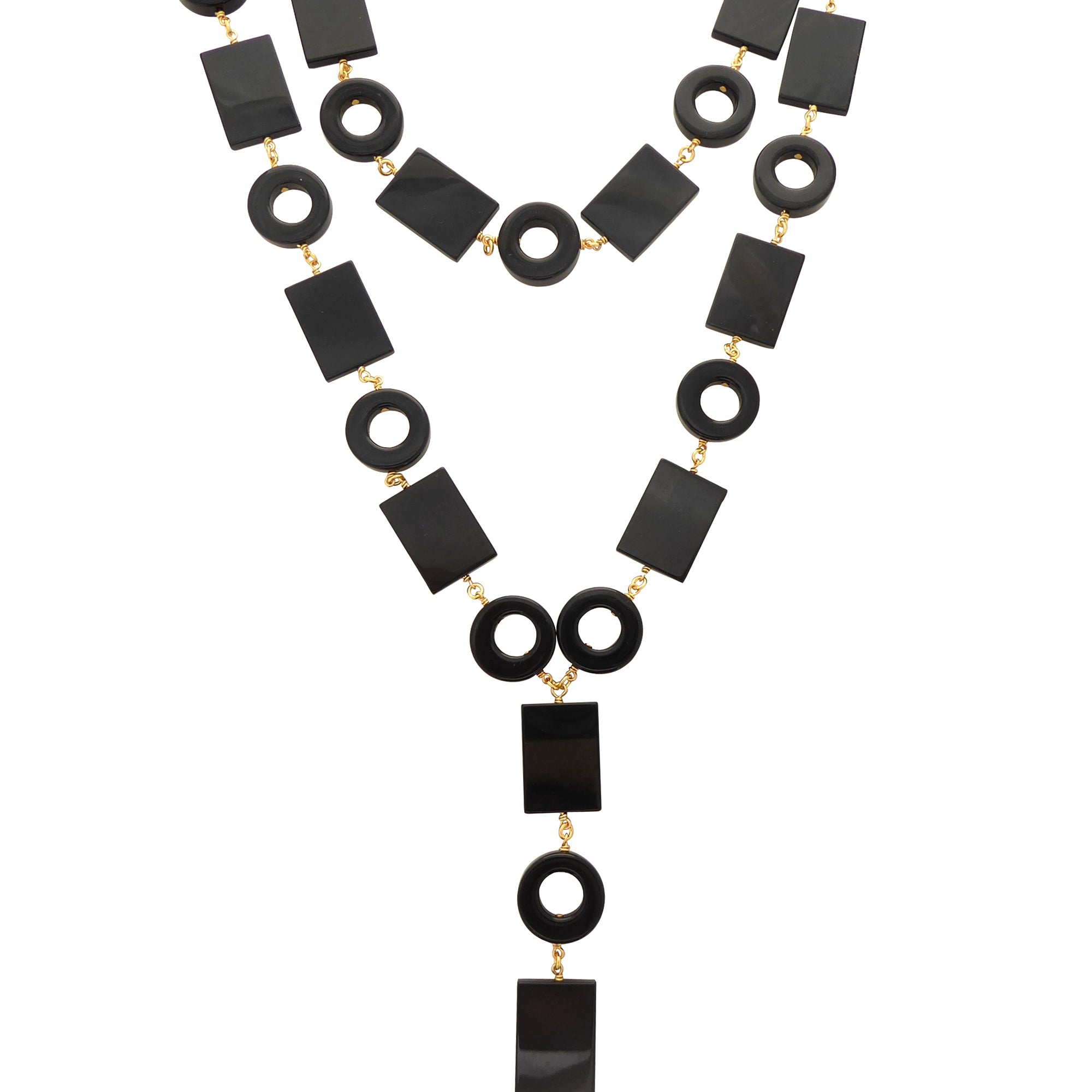 Black onyx geometric link necklace by Jenny Dayco 1