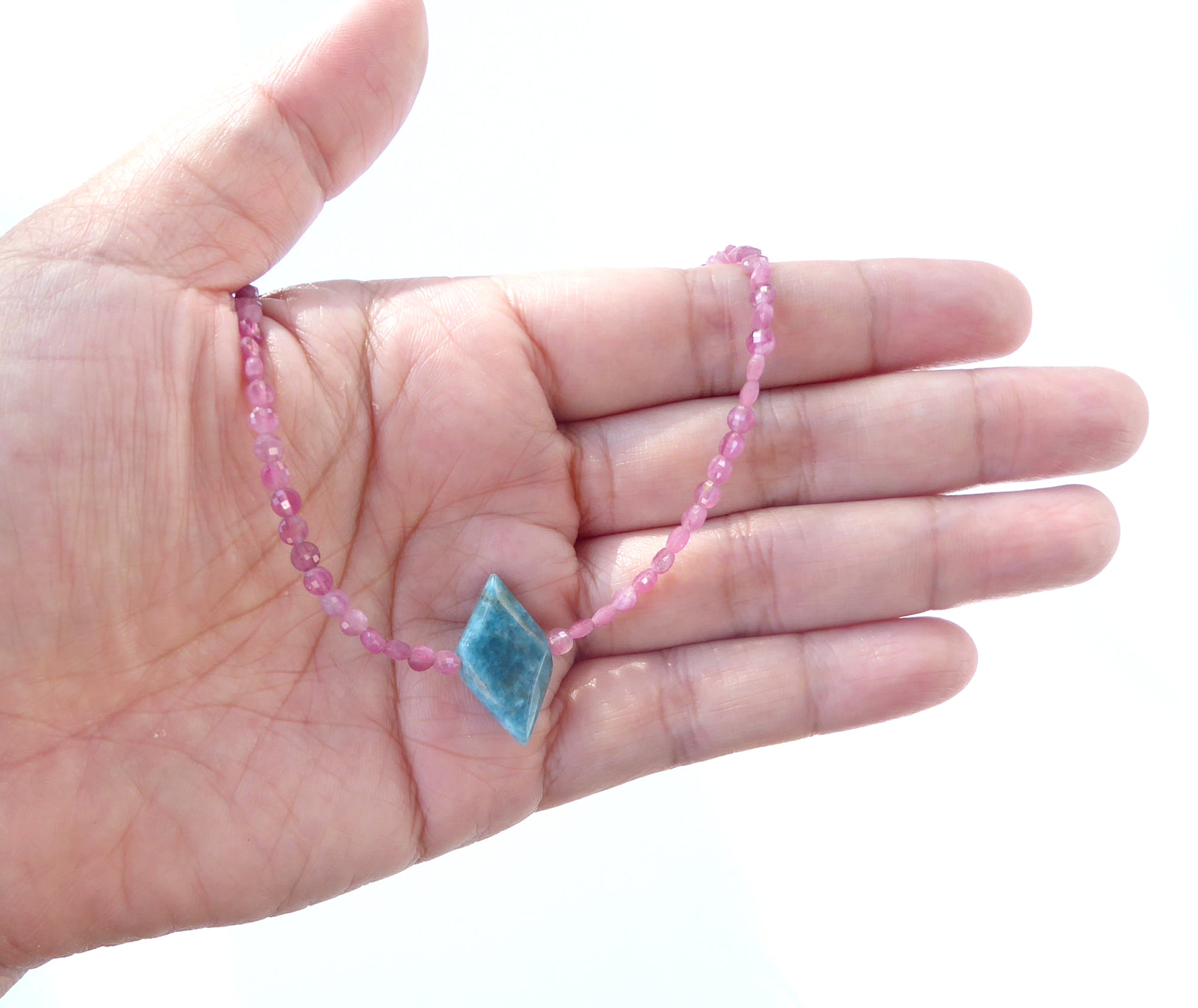 Blue apatite diamond necklace by Jenny Dayco 6
