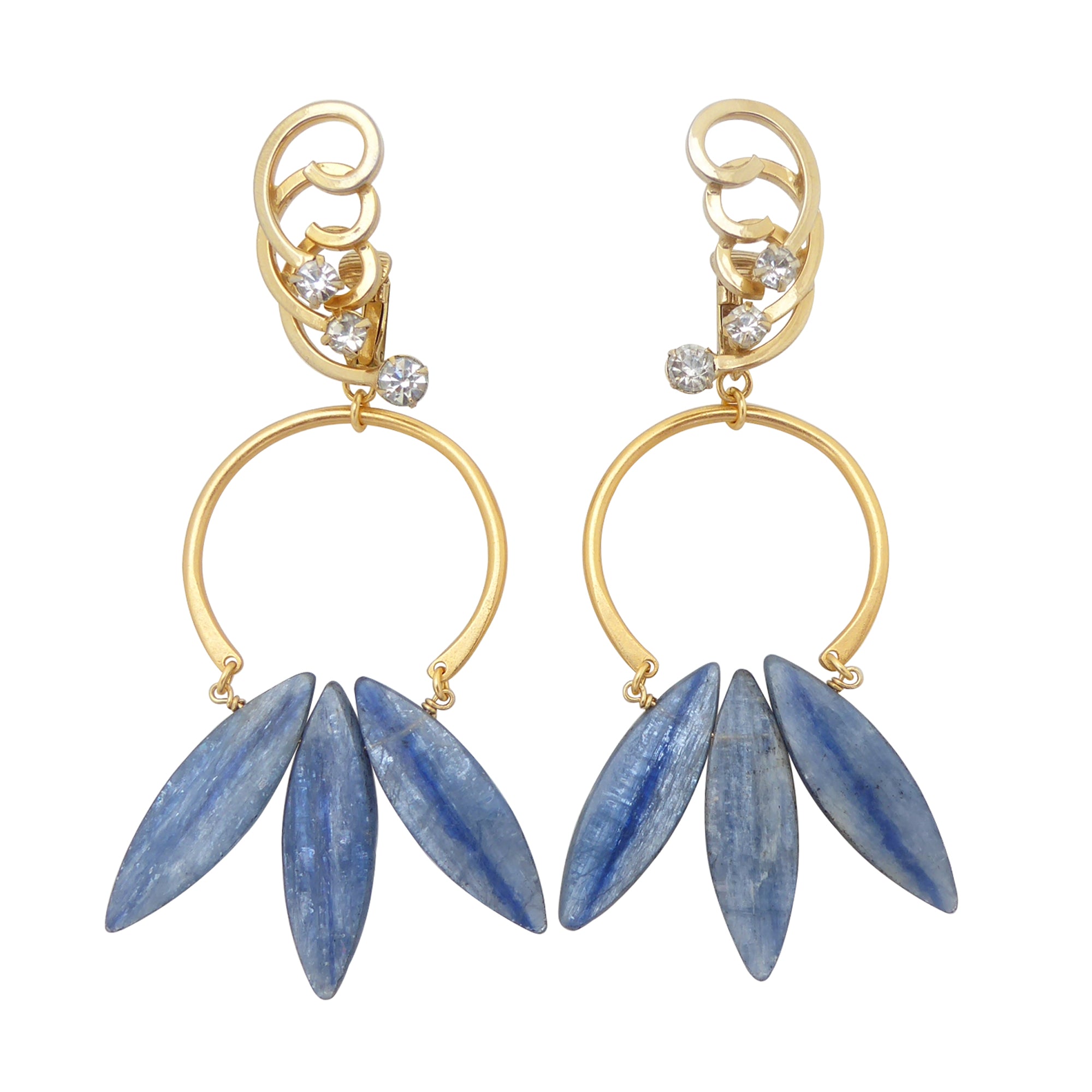 Blue kyanite fan earrings by Jenny Dayco 1