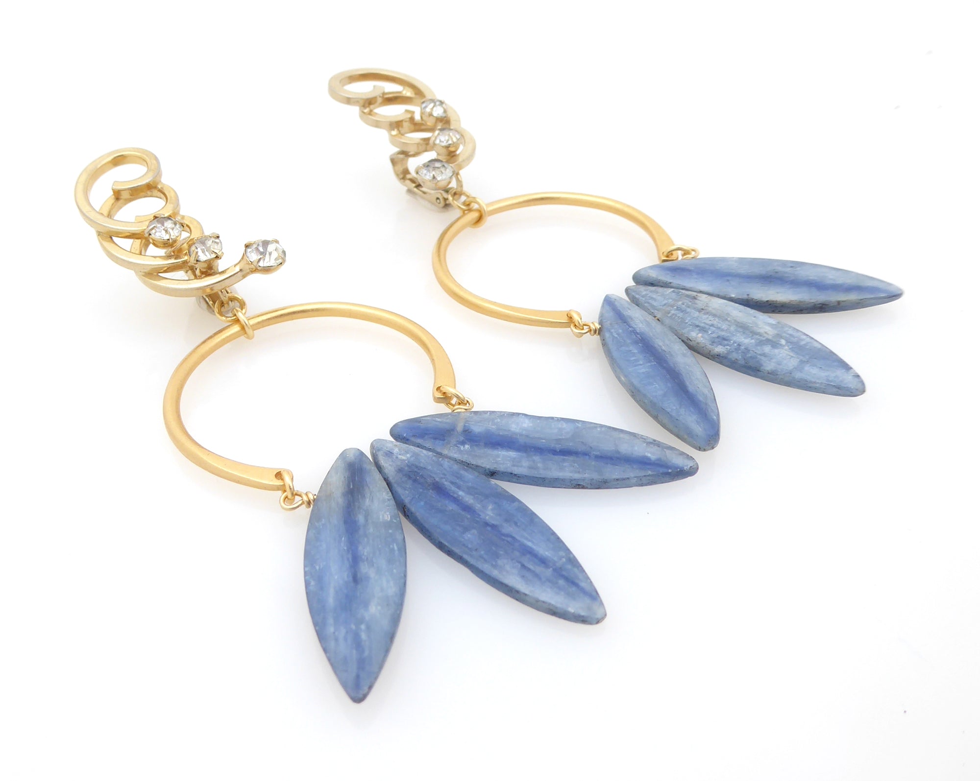 Blue kyanite fan earrings by Jenny Dayco 2