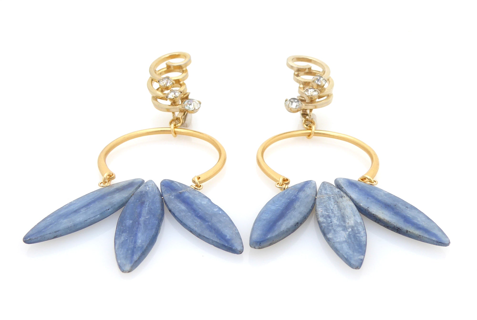 Blue kyanite fan earrings by Jenny Dayco 3