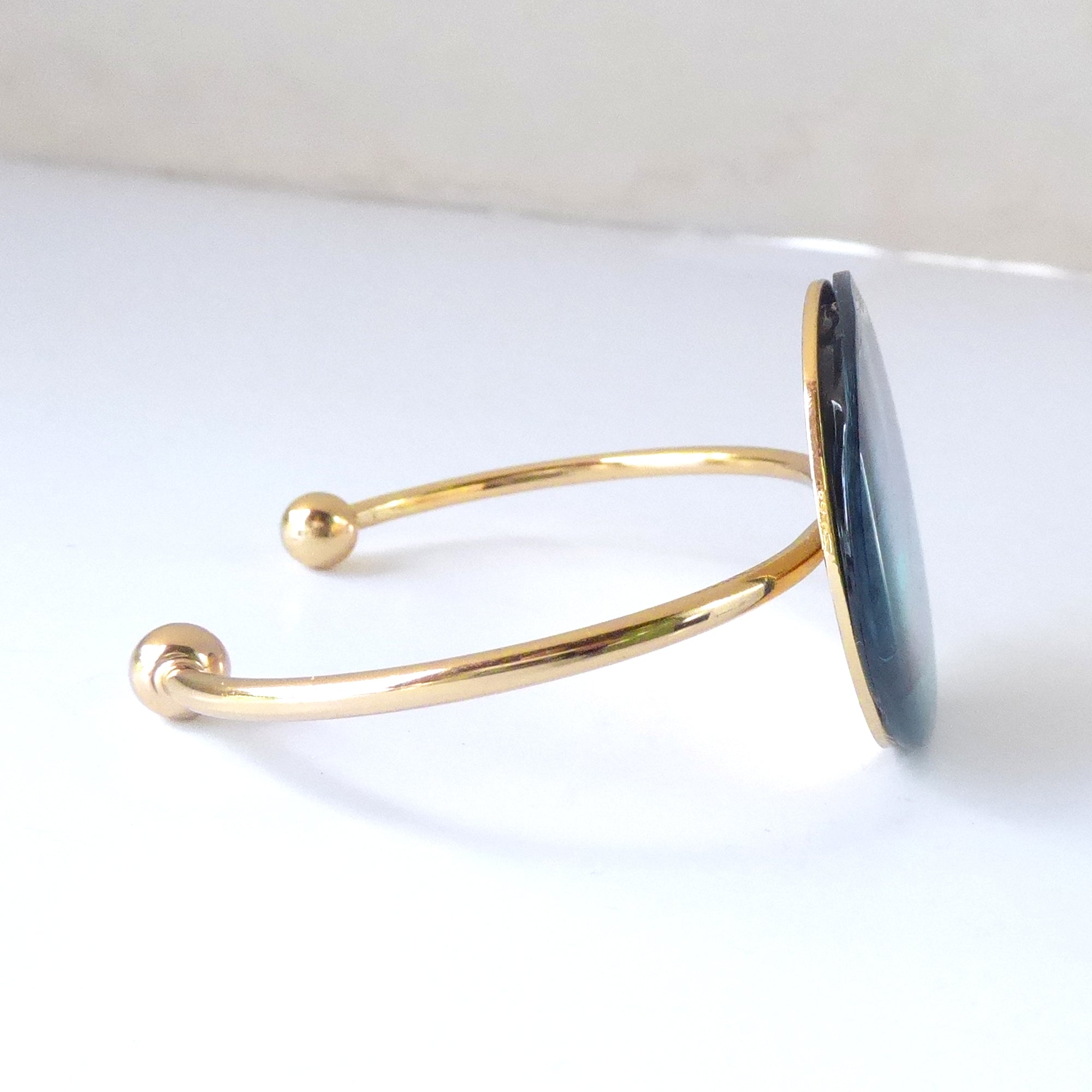 Blue paua shell cuff bracelet by Jenny Dayco 4