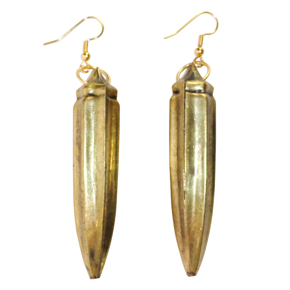 Antique brass okra earrings