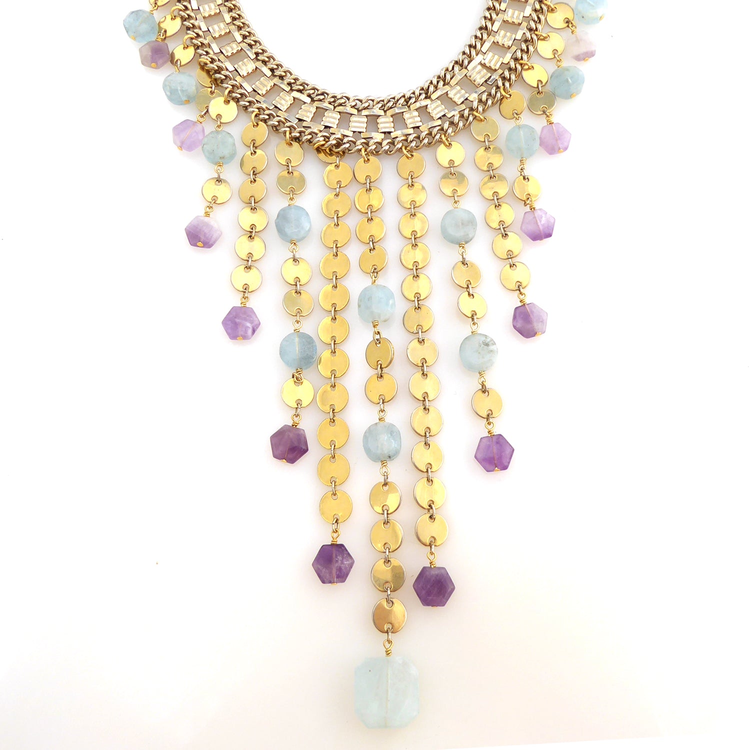 Carmeline aquamarine and amethyst necklace by Jenny Dayco 1