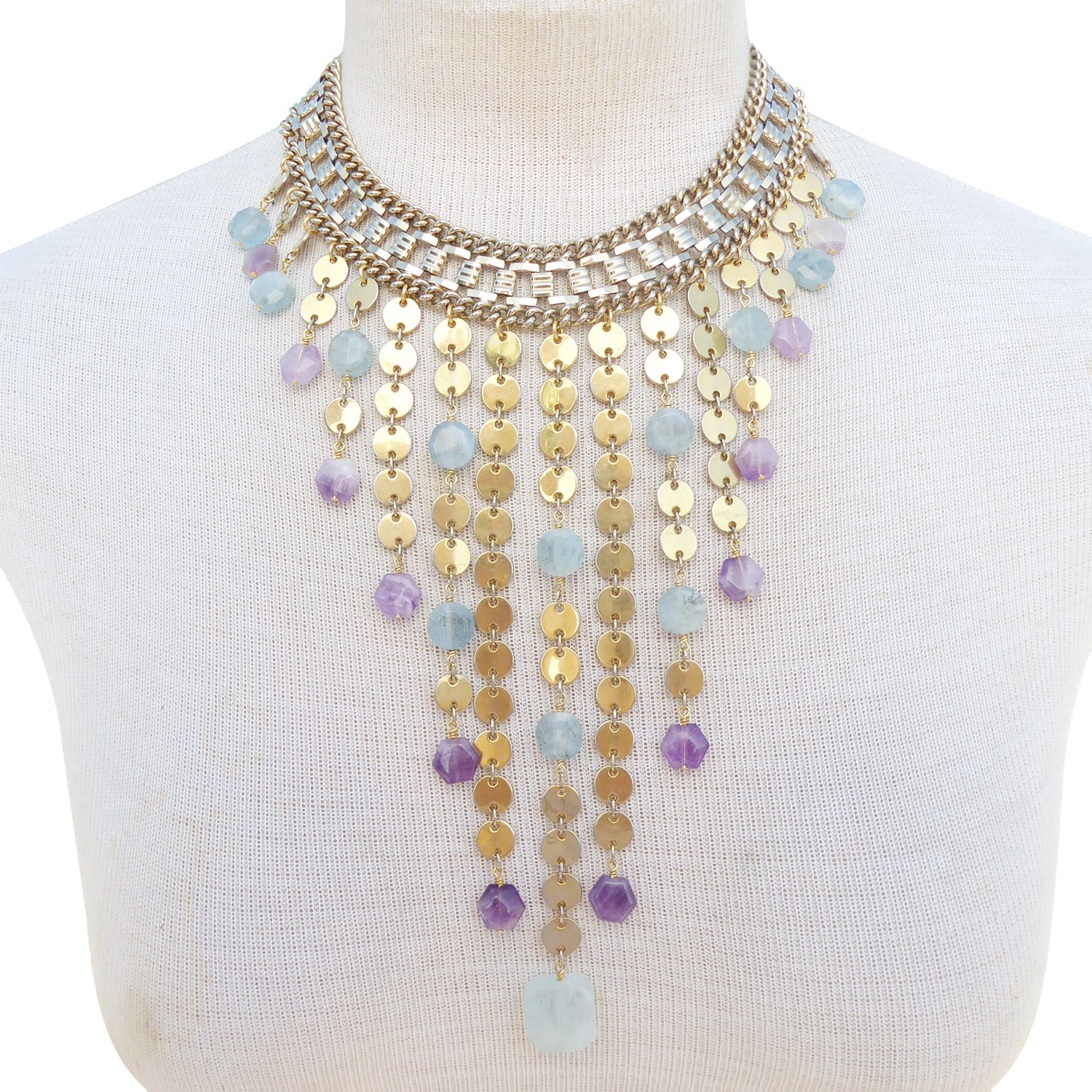 Carmeline aquamarine and amethyst necklace by Jenny Dayco 8