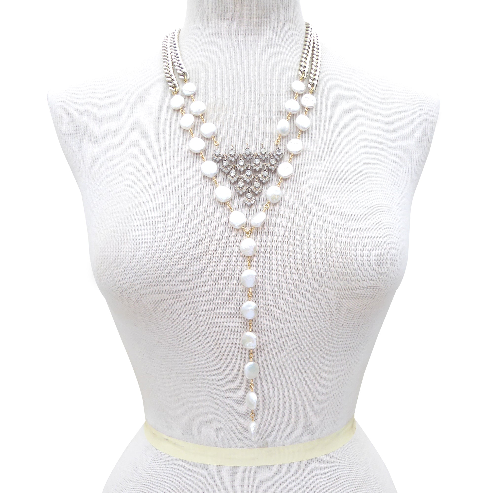Celestial freshwater pearl and rhinestone necklace by Jenny Dayco 6