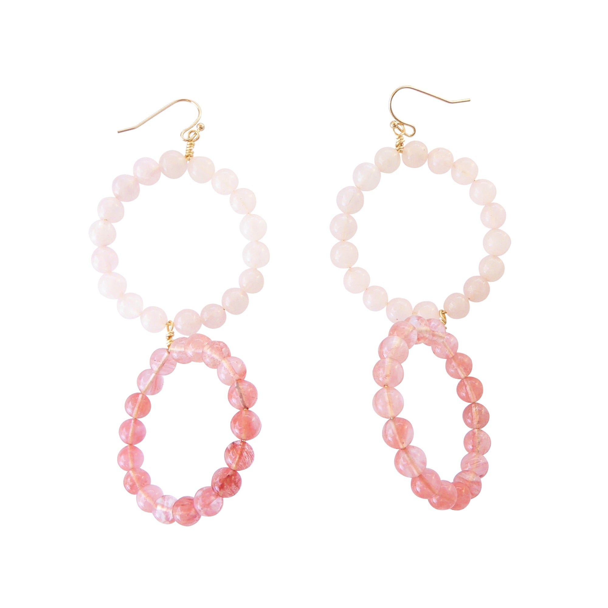 Cherry quartz circle earrings by Jenny Dayco 1