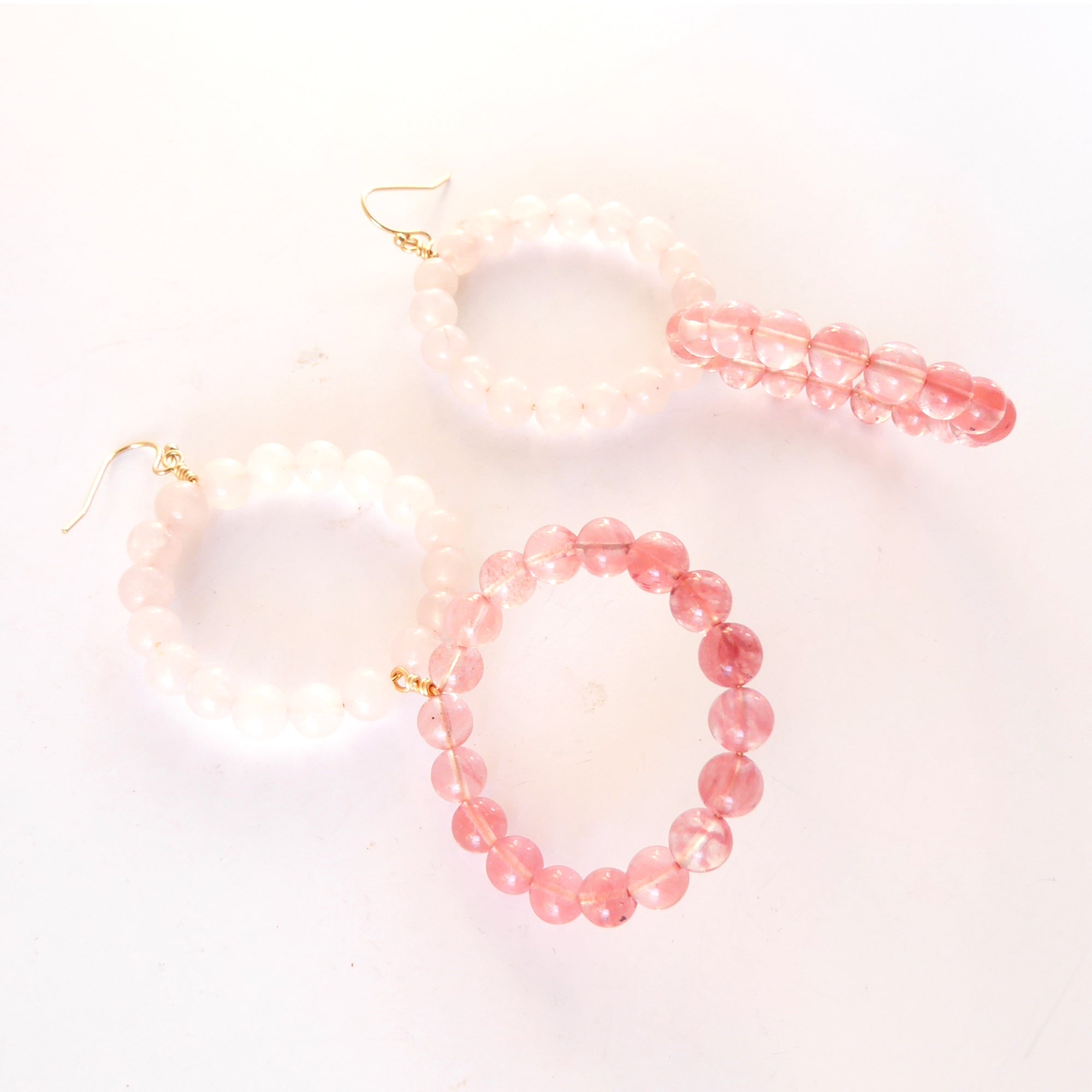 Cherry quartz circle earrings by Jenny Dayco 2