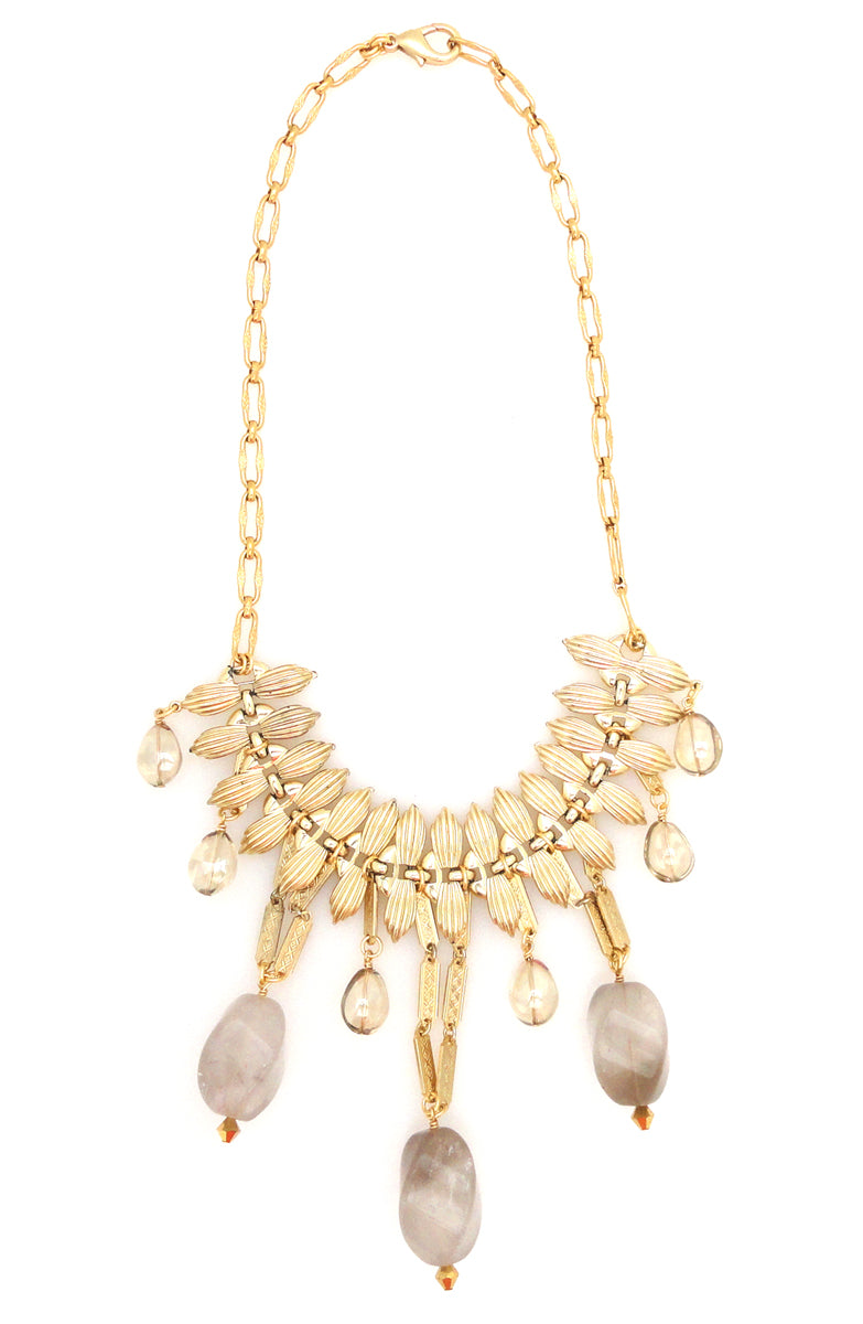 Cloudy quartz and gold teardrop necklace by Jenny Dayco 6