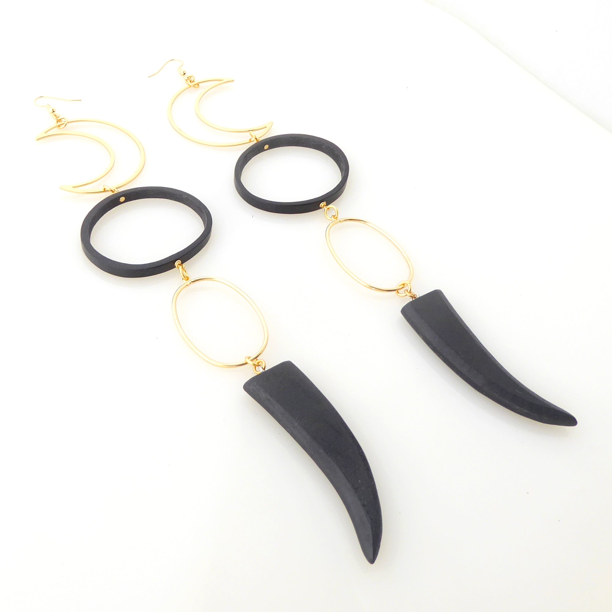 Crescent horn earrings by Jenny Dayco 2