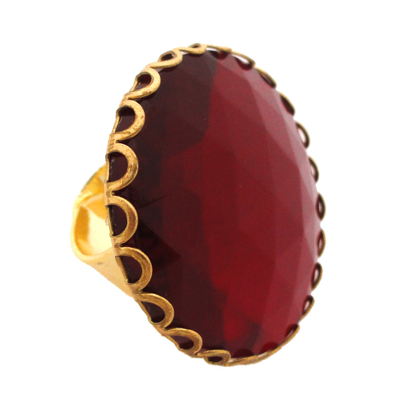 Dark ruby glass faceted ring by Jenny Dayco