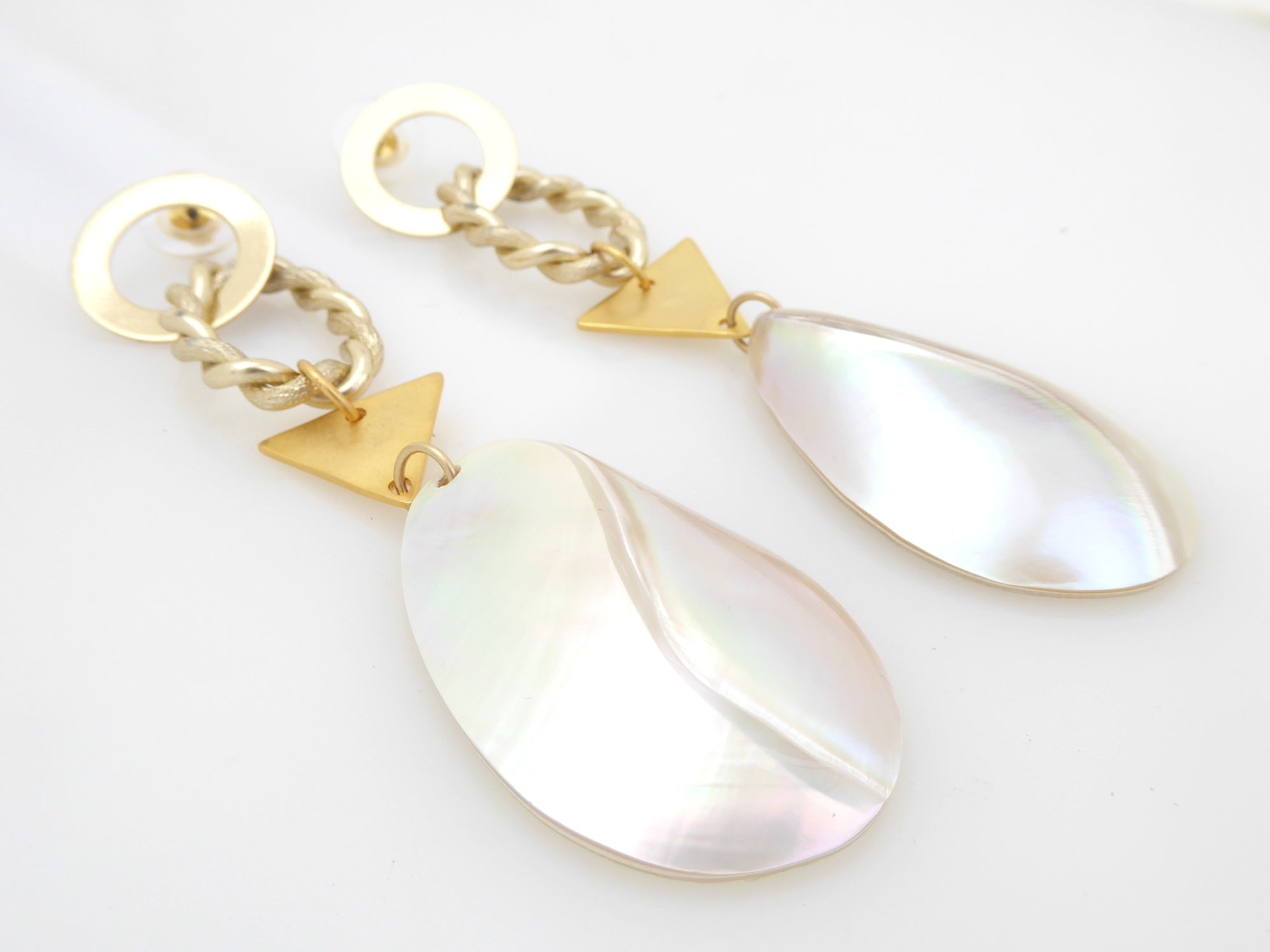 Geometric shell earrings by Jenny Dayco 2