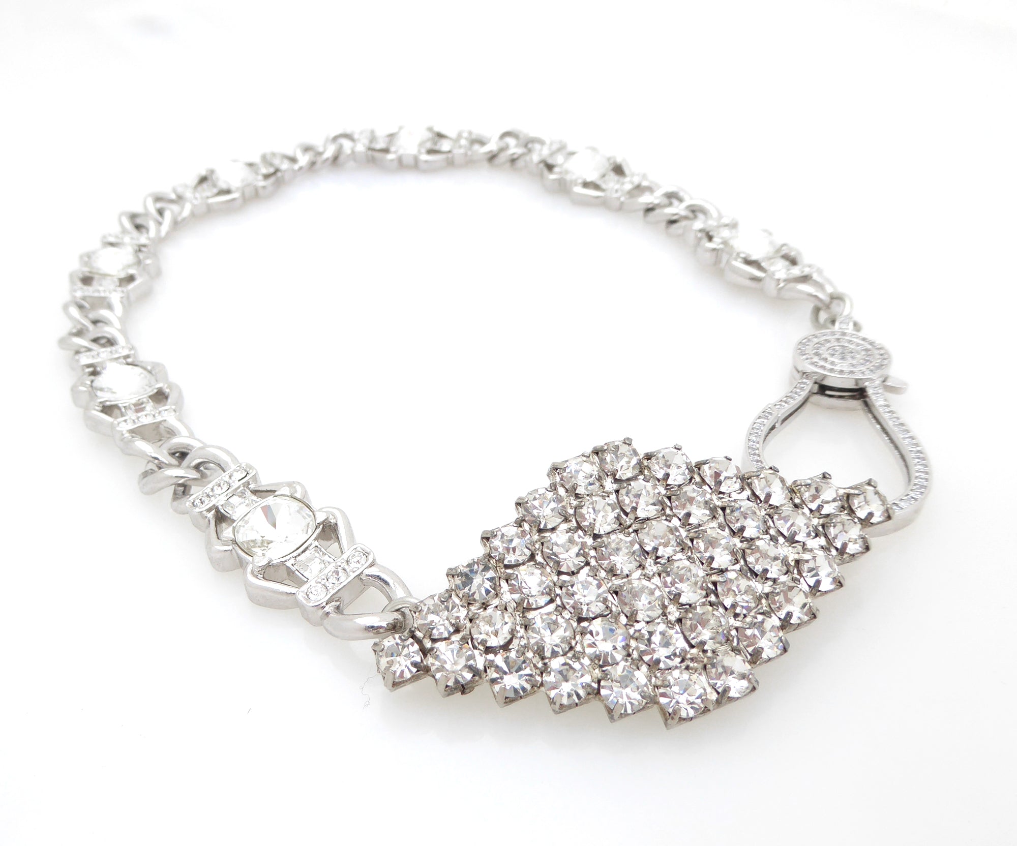 Ghiaccio silver rhinestone link and clasp necklace by Jenny Dayco 2