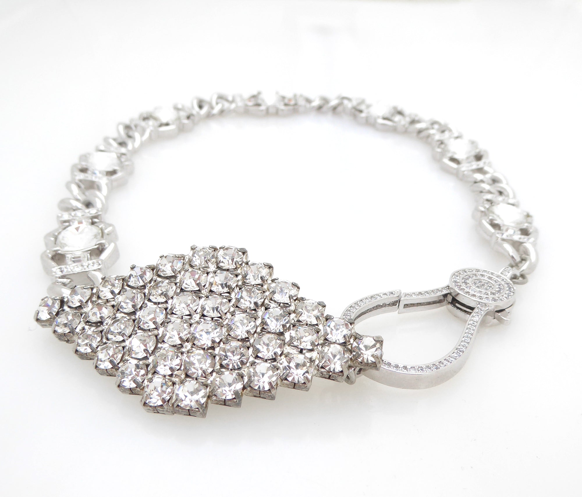 Ghiaccio silver rhinestone link and clasp necklace by Jenny Dayco 3