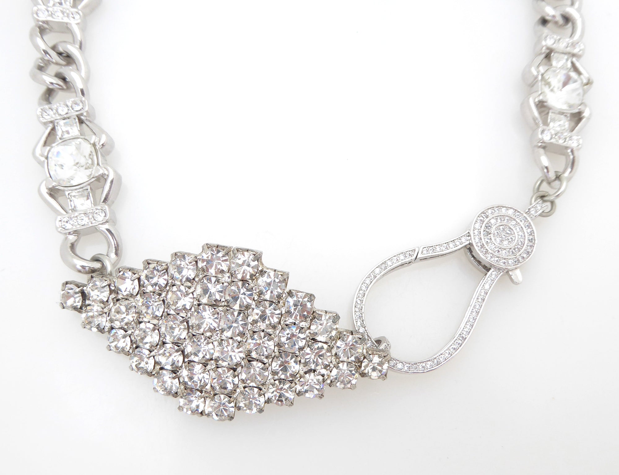 Ghiaccio silver rhinestone link and clasp necklace by Jenny Dayco 4