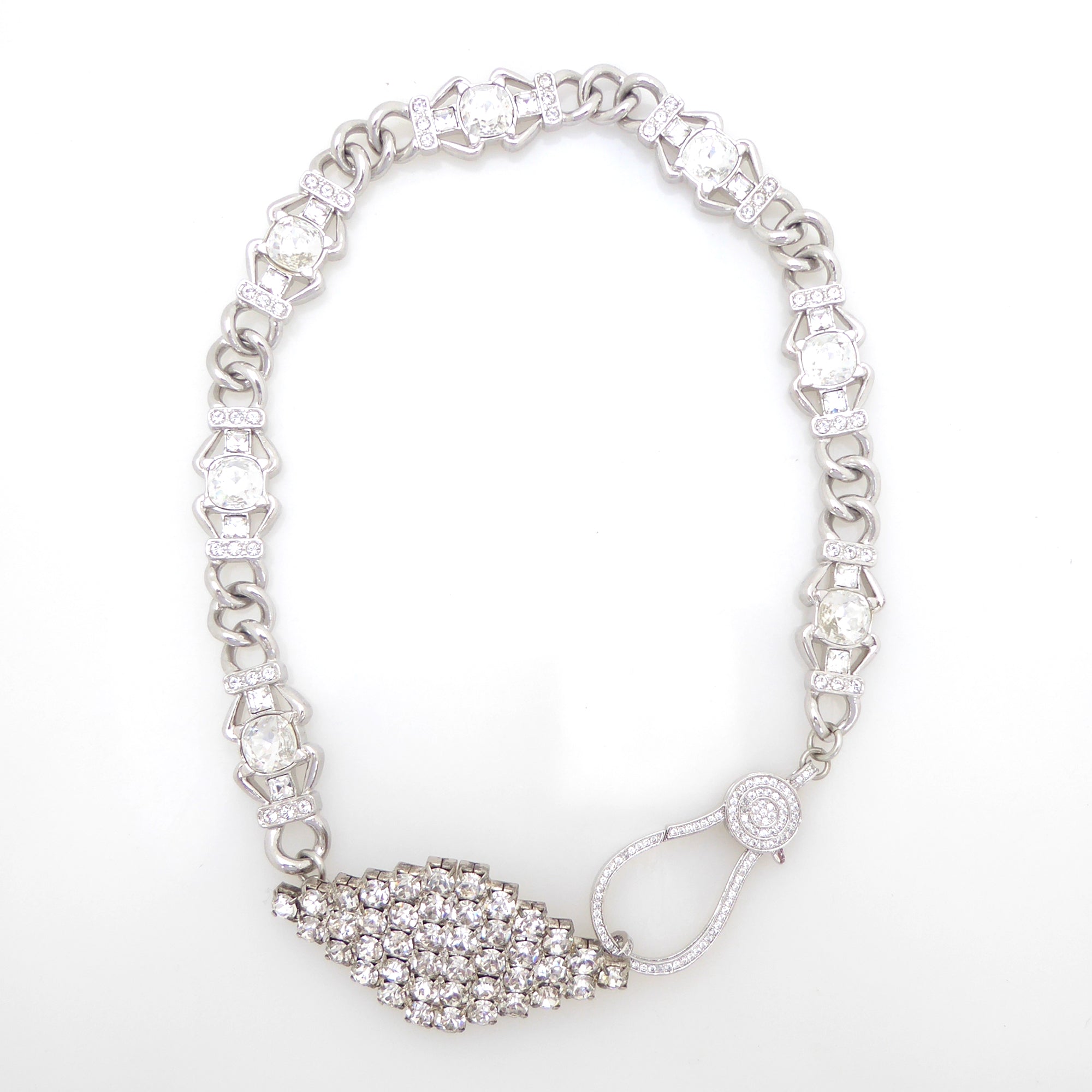 Ghiaccio silver rhinestone link and clasp necklace by Jenny Dayco 6