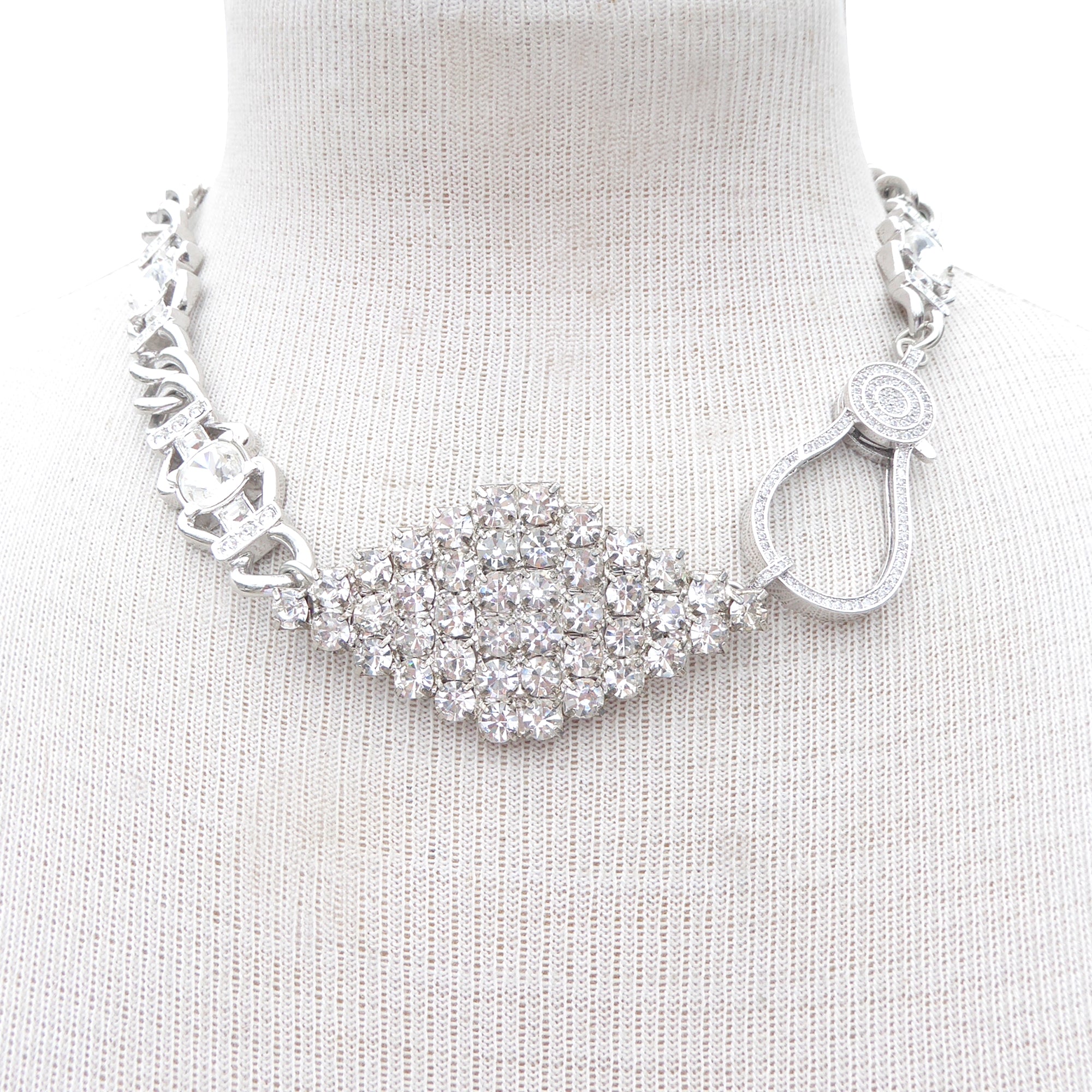 Ghiaccio silver rhinestone link and clasp necklace by Jenny Dayco 9