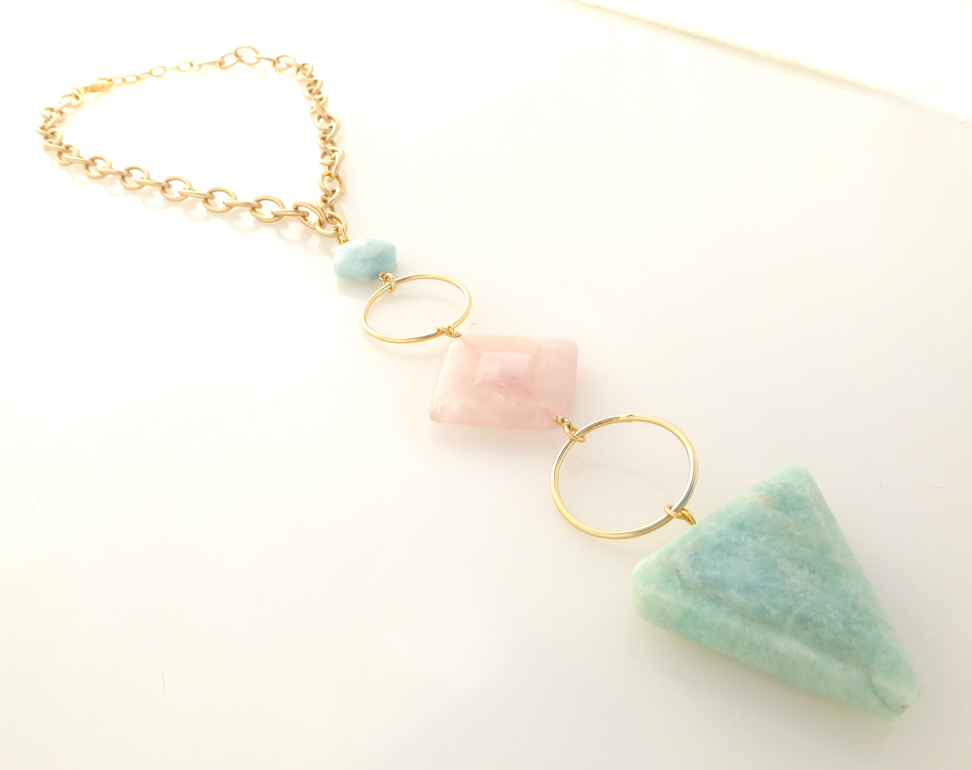 Gioia amazonite and rose quartz necklace by Jenny Dayco 2