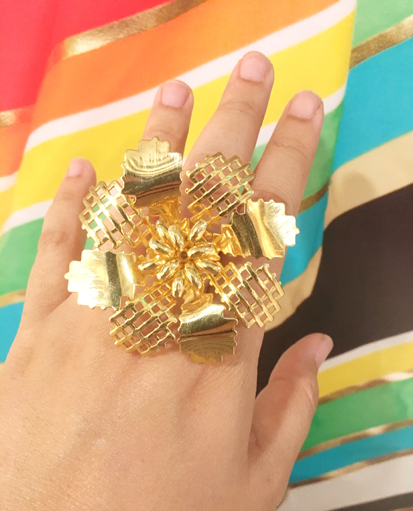 Gold abstract flower ring by Jenny Dayco 6
