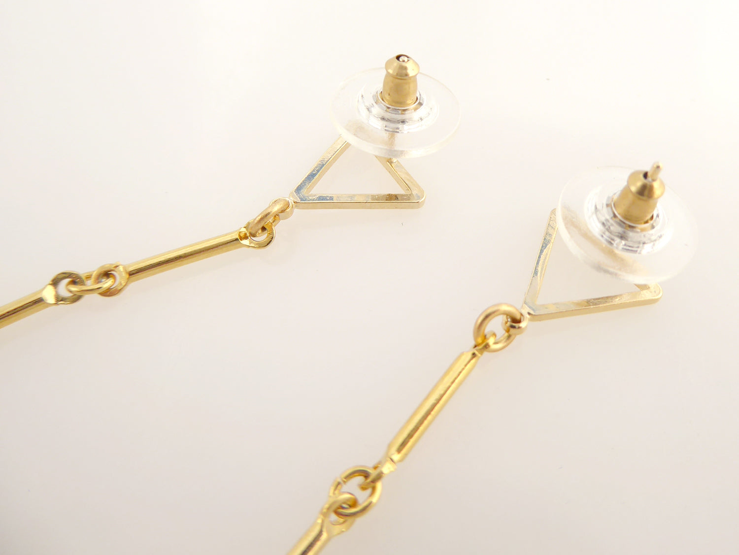 Gold triangle and white shell earrings