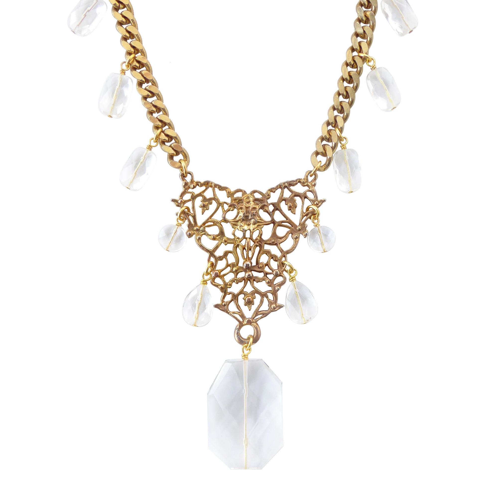 Gold baroque quartz necklace by Jenny Dayco 1