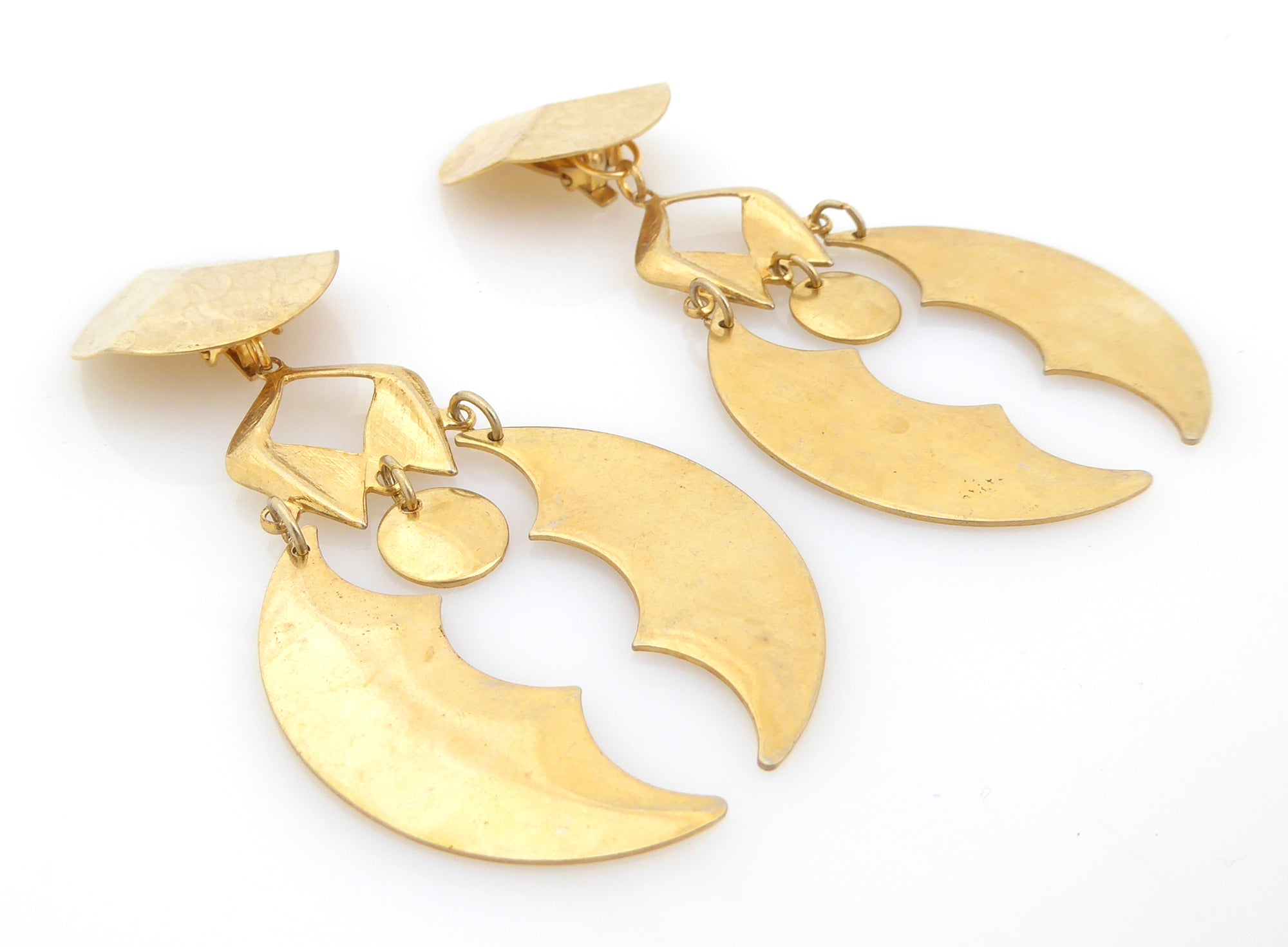 Gold batwing earrings by Jenny Dayco 2
