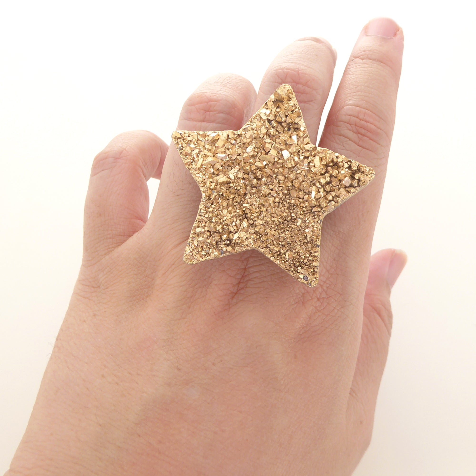 Gold druzy star ring by Jenny Dayco 6