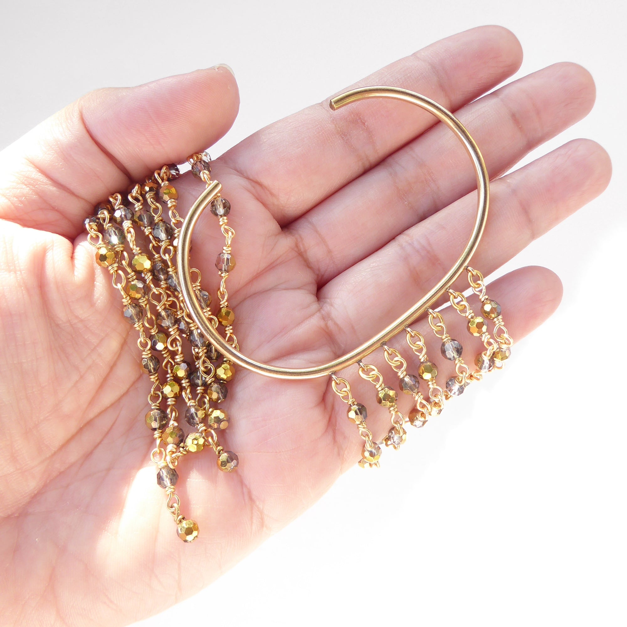 Gold filled crystal fringe bracelet by Jenny Dayco 5