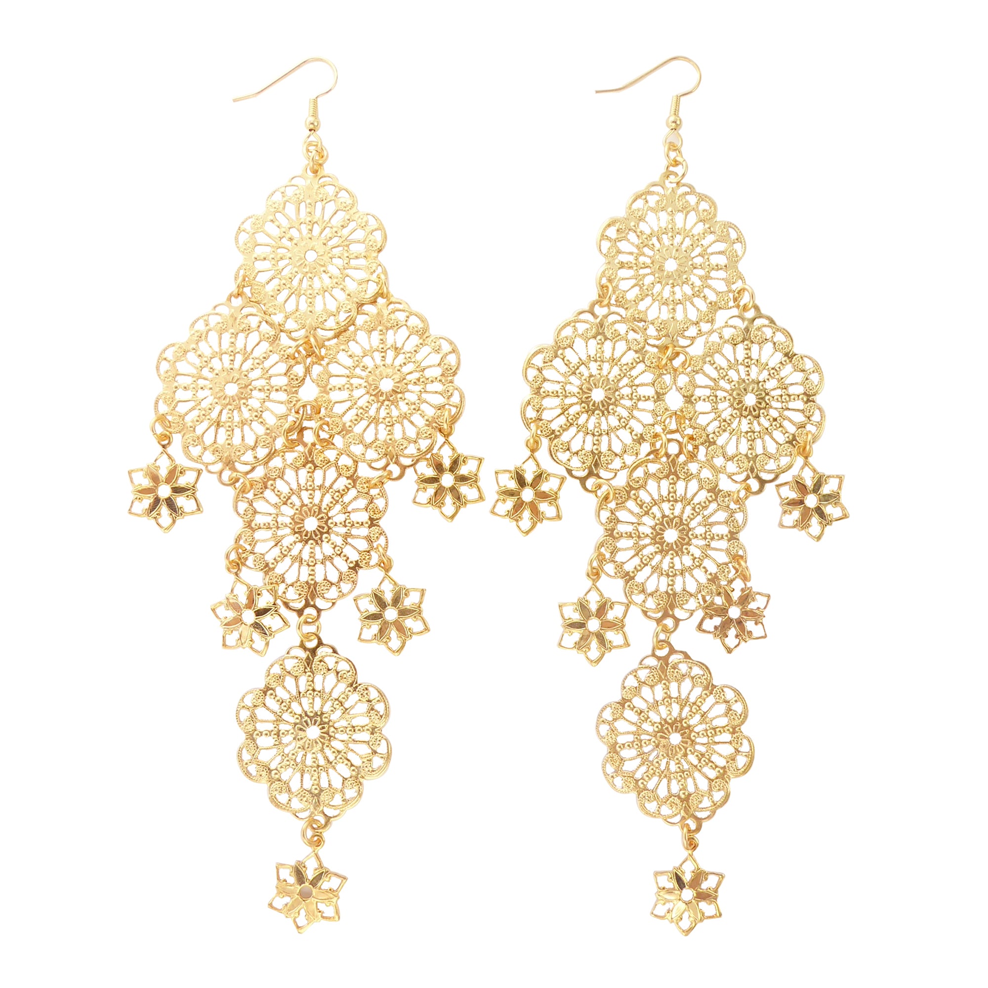 Gold medium estrella earrings by Jenny Dayco 1