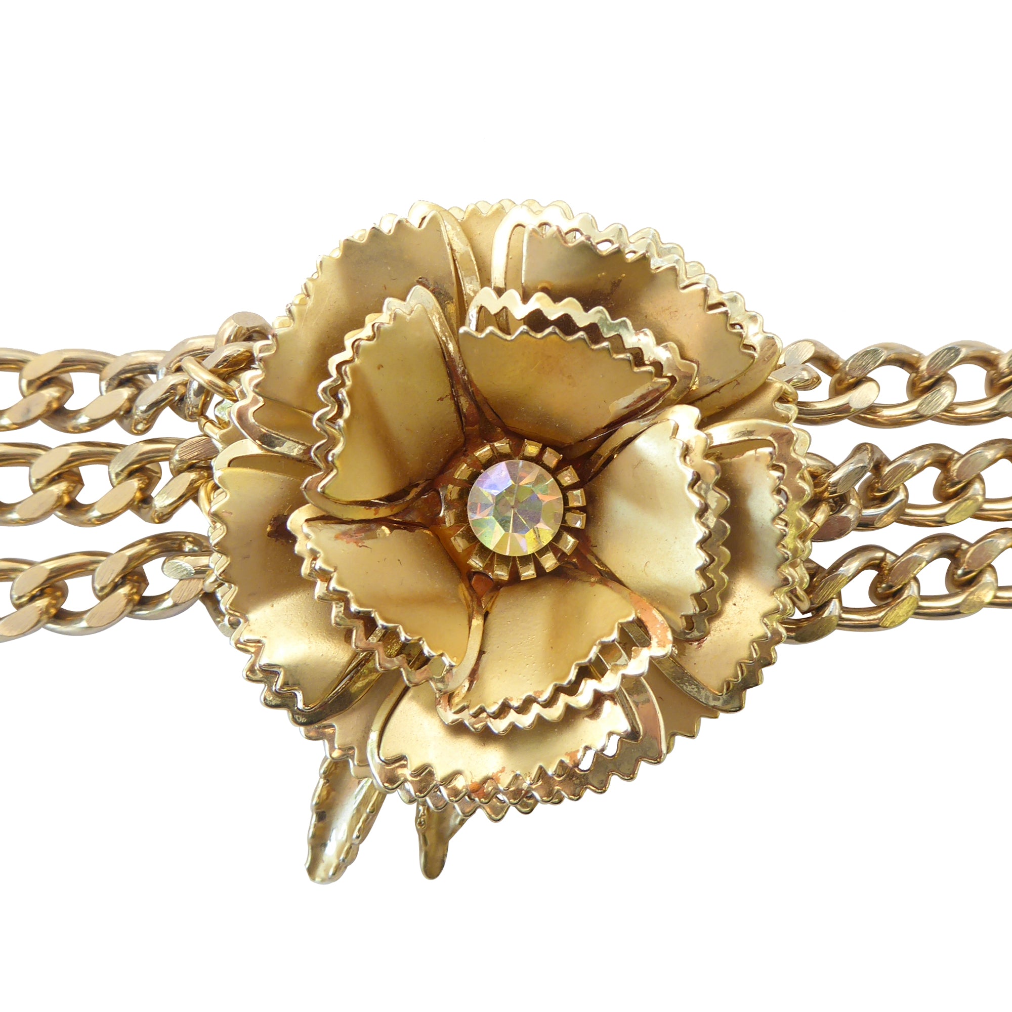 Gold vintage flower bracelet by Jenny Dayco 1
