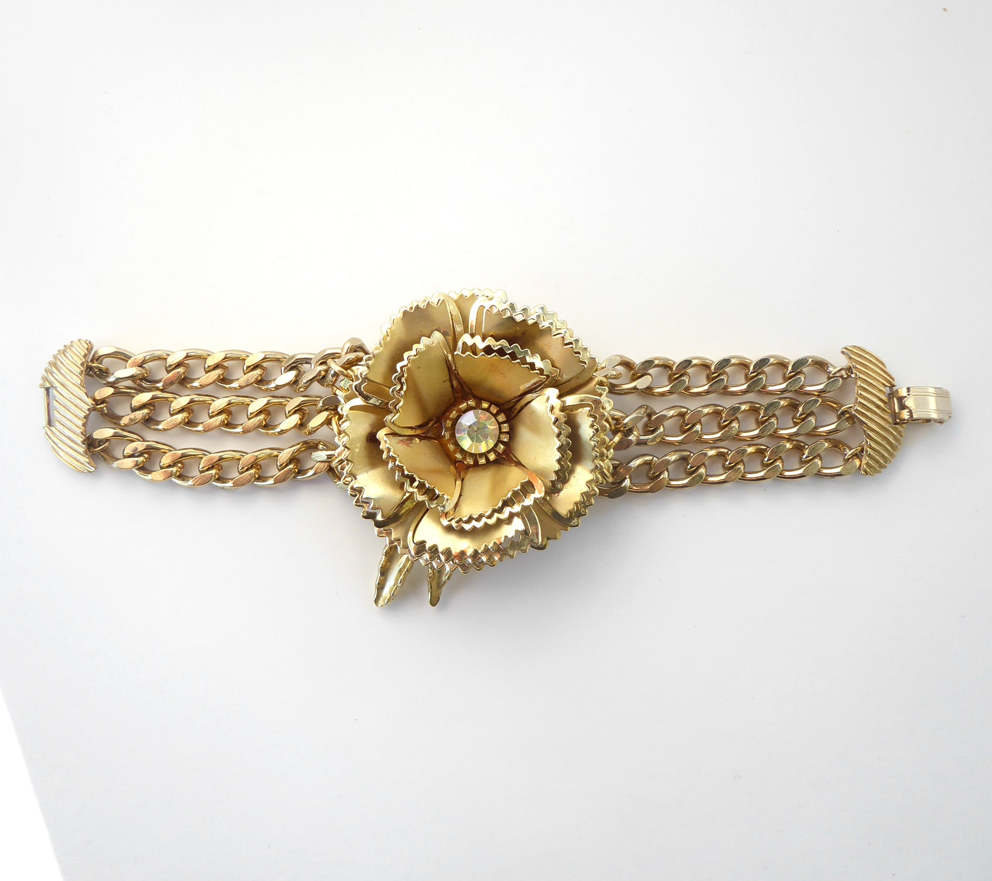 Gold vintage flower bracelet by Jenny Dayco 2