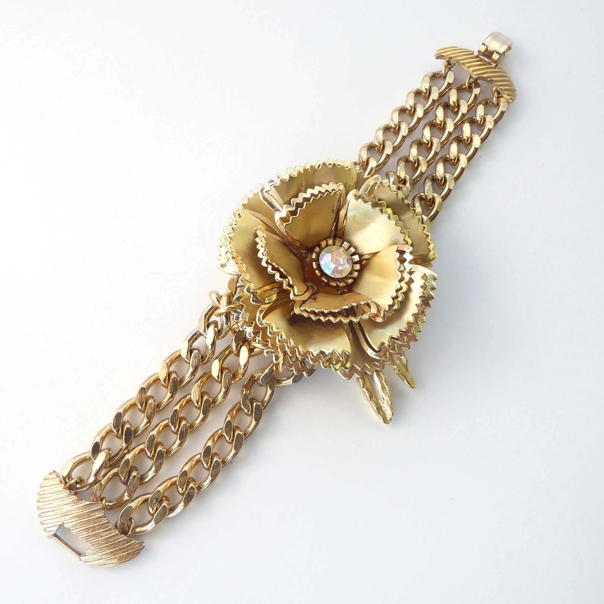 Gold vintage flower bracelet by Jenny Dayco 3