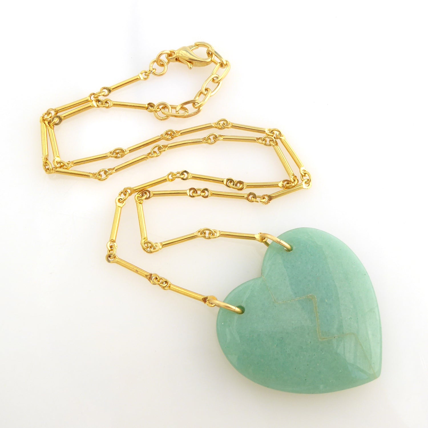 Green aventurine heartbreak necklace by Jenny Dayco 4