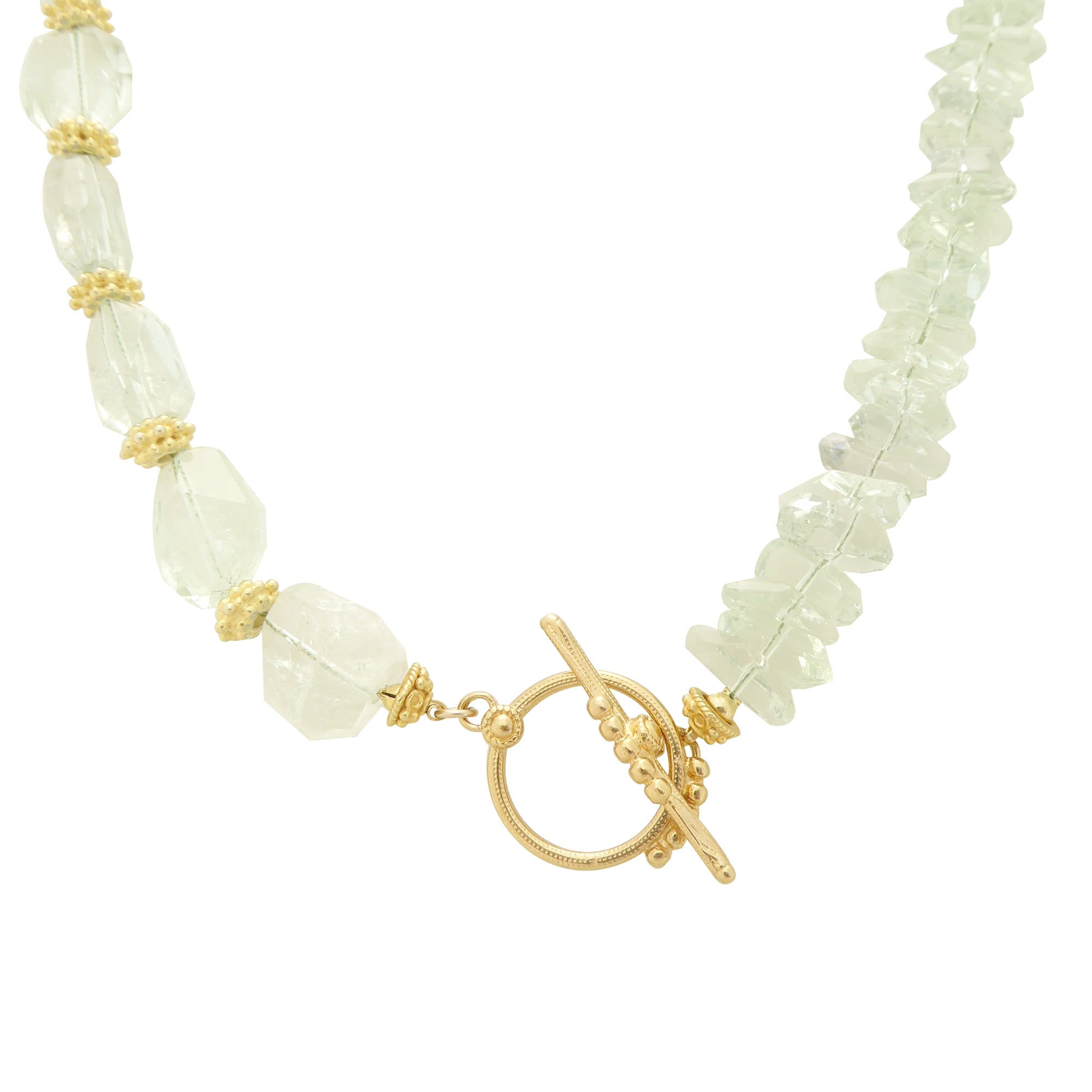 Green amethyst crystal toggle necklace by Jenny Dayco 1