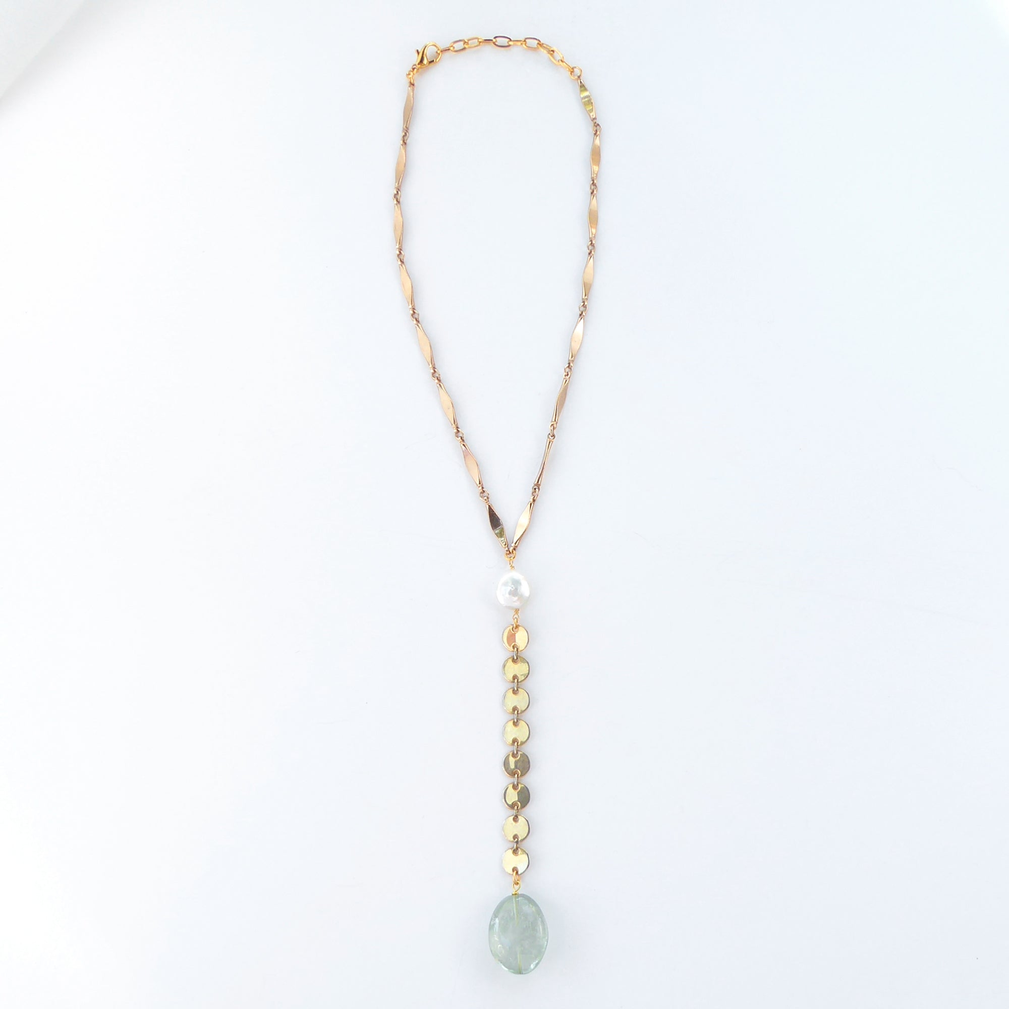 Green amethyst drop necklace by Jenny Dayco 6