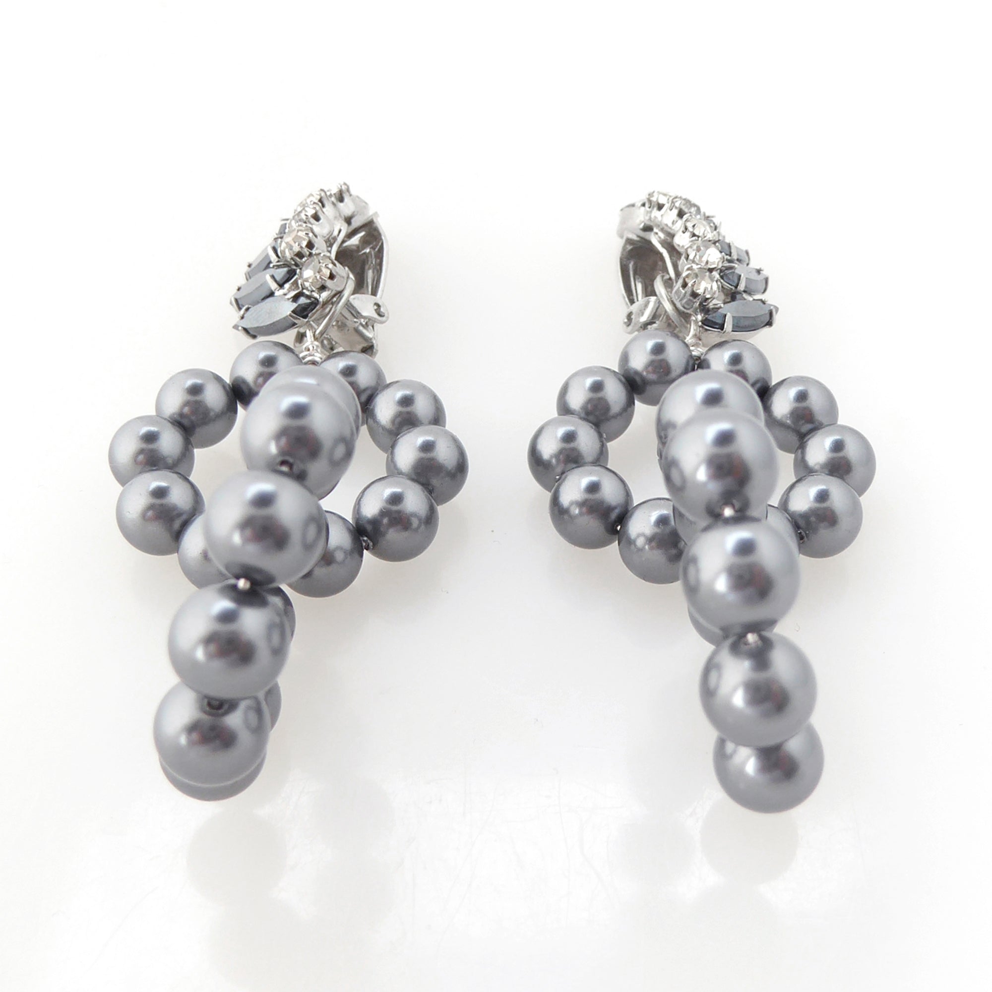 Gunmetal rhinestone and pearl earrings by Jenny Dayco 3