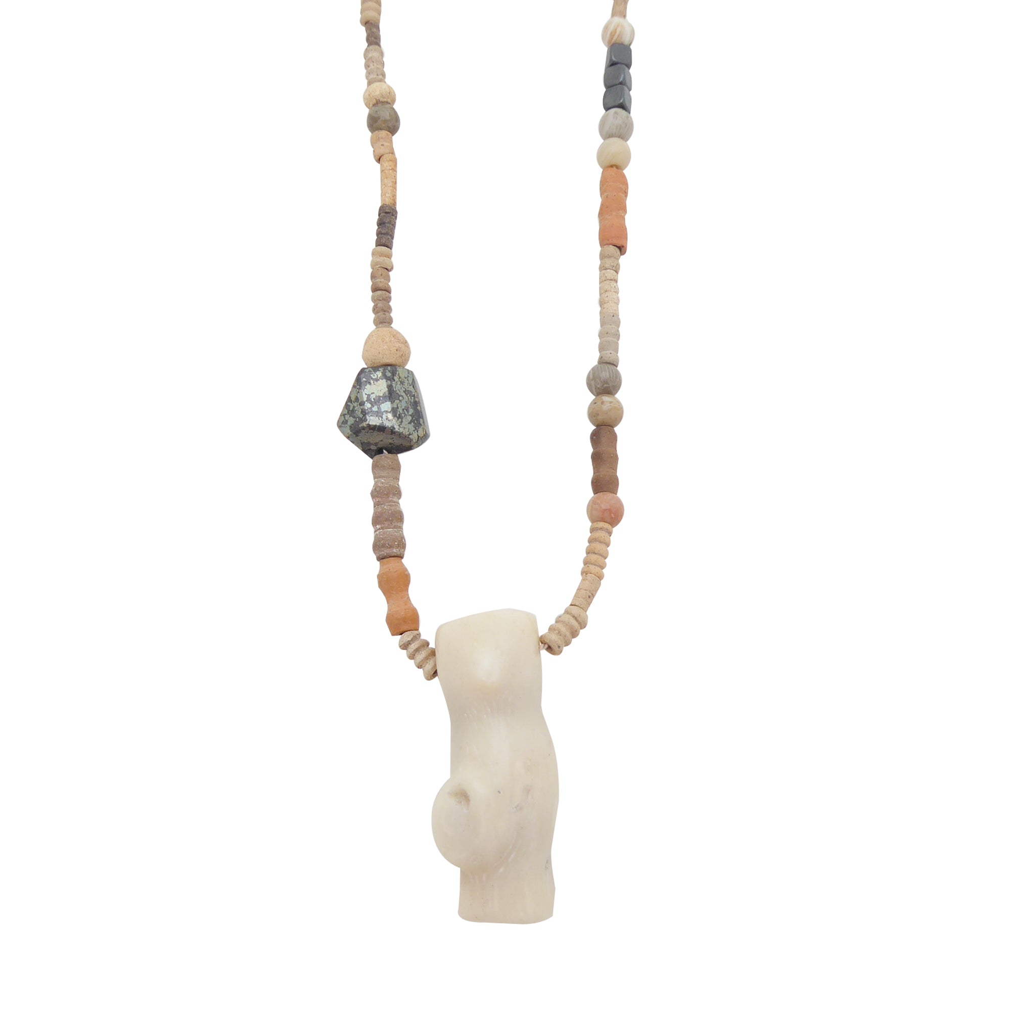 Cream coral clay and pyrite necklace by Jenny Dayco 1
