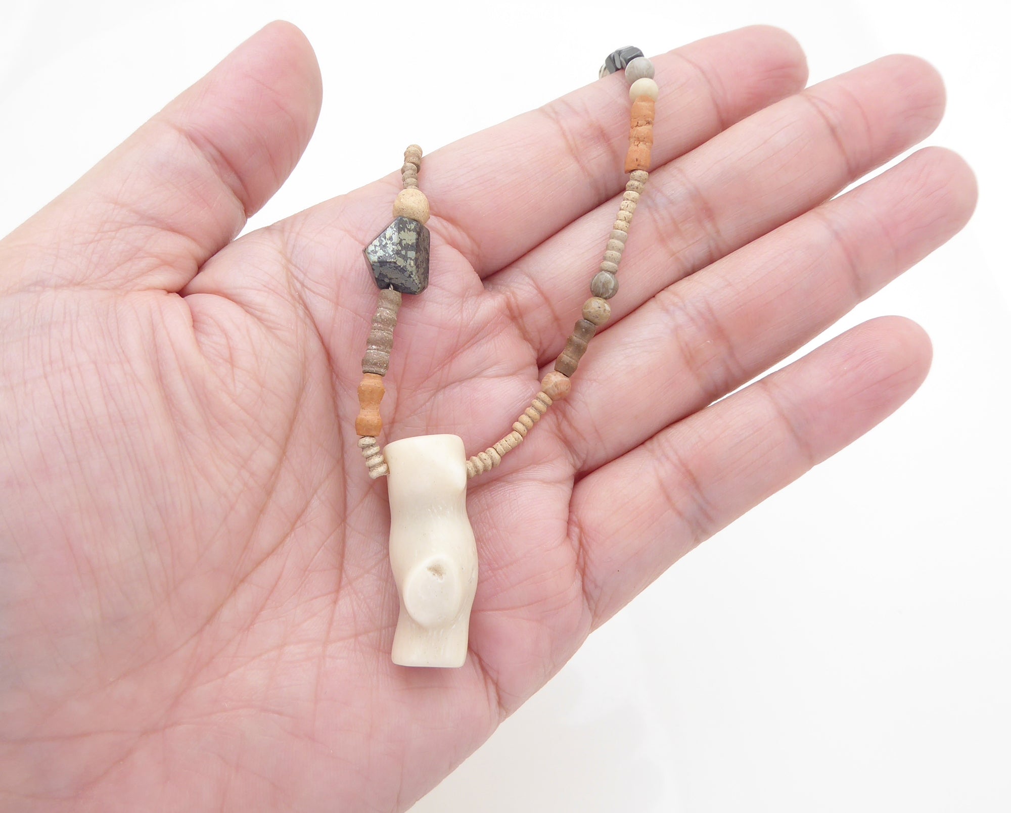 Cream coral clay and pyrite necklace by Jenny Dayco 5