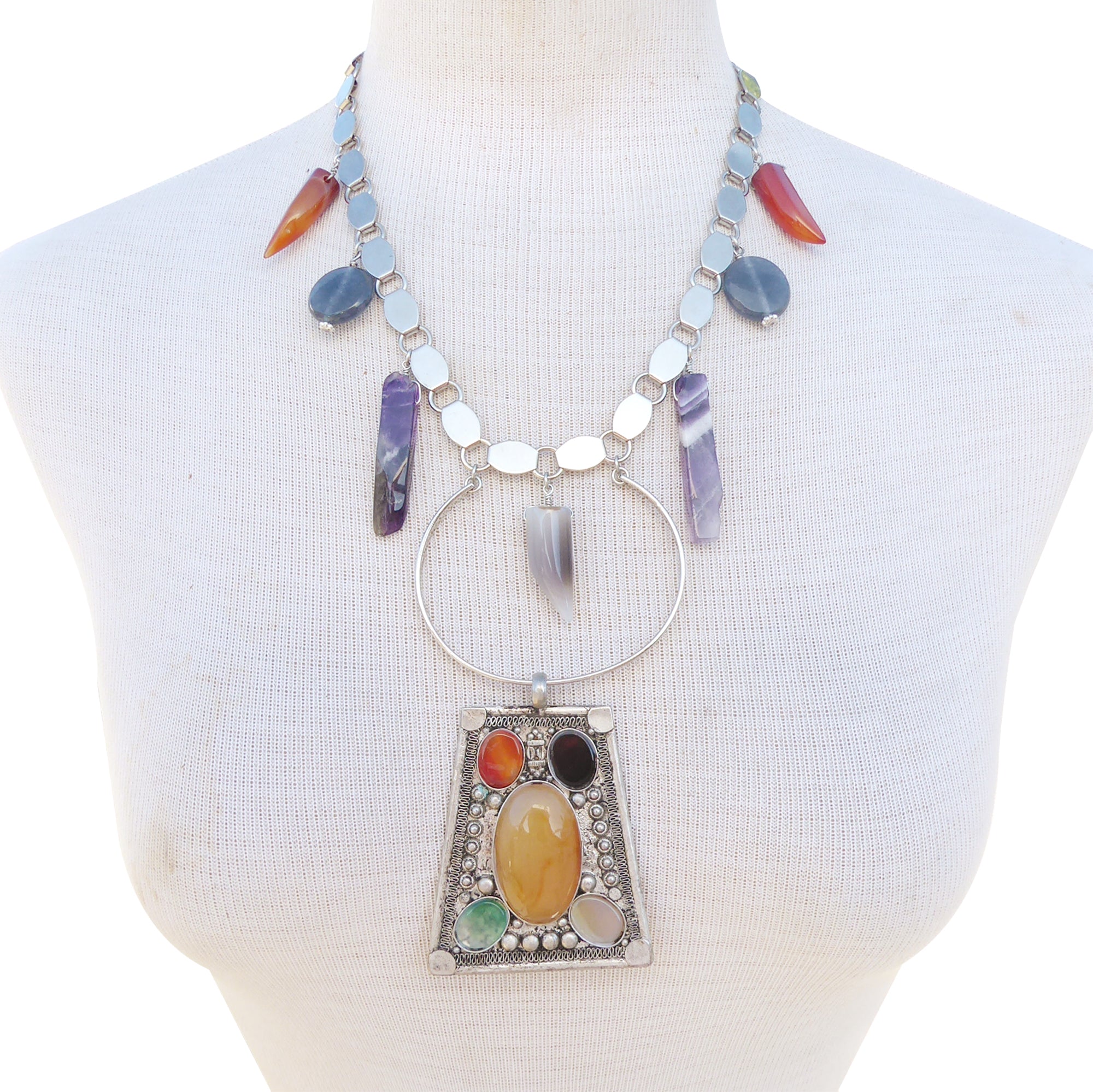 Jacintha amethyst carnelian multistone necklace by Jenny Dayco 8